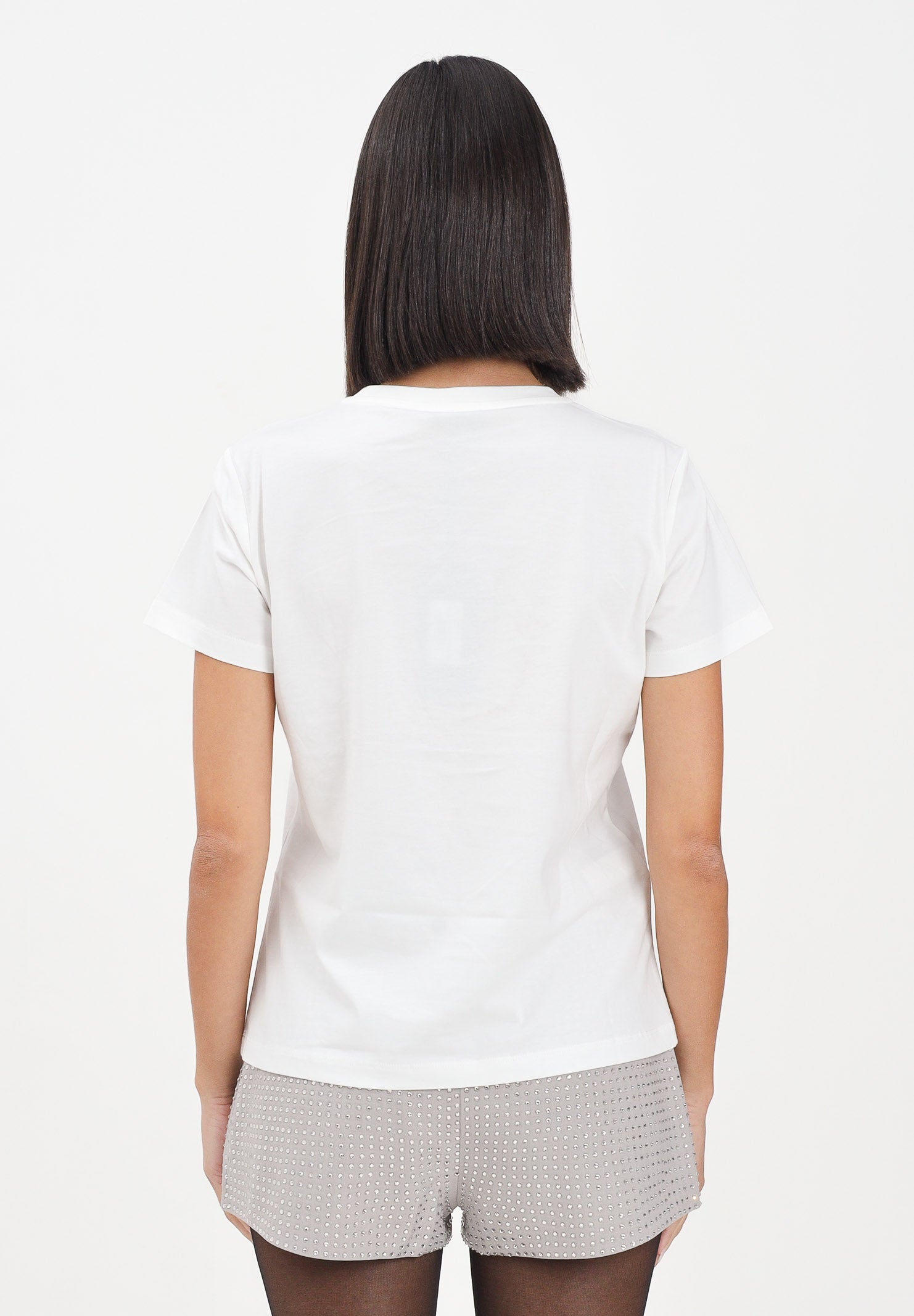 PINKO T-shirt a manica corta bianca da donna con logo Love Birds 100535A2RN Z05 PINKO