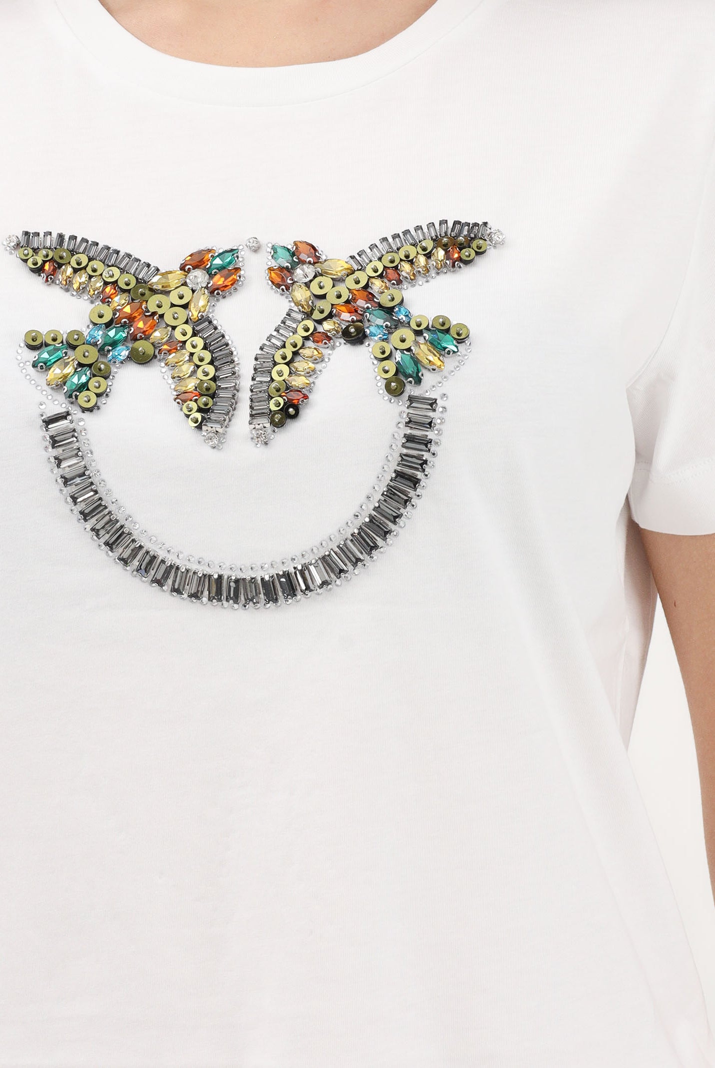 PINKO T-shirt a manica corta bianca da donna con logo Love Birds 100535A33F Z05 PINKO