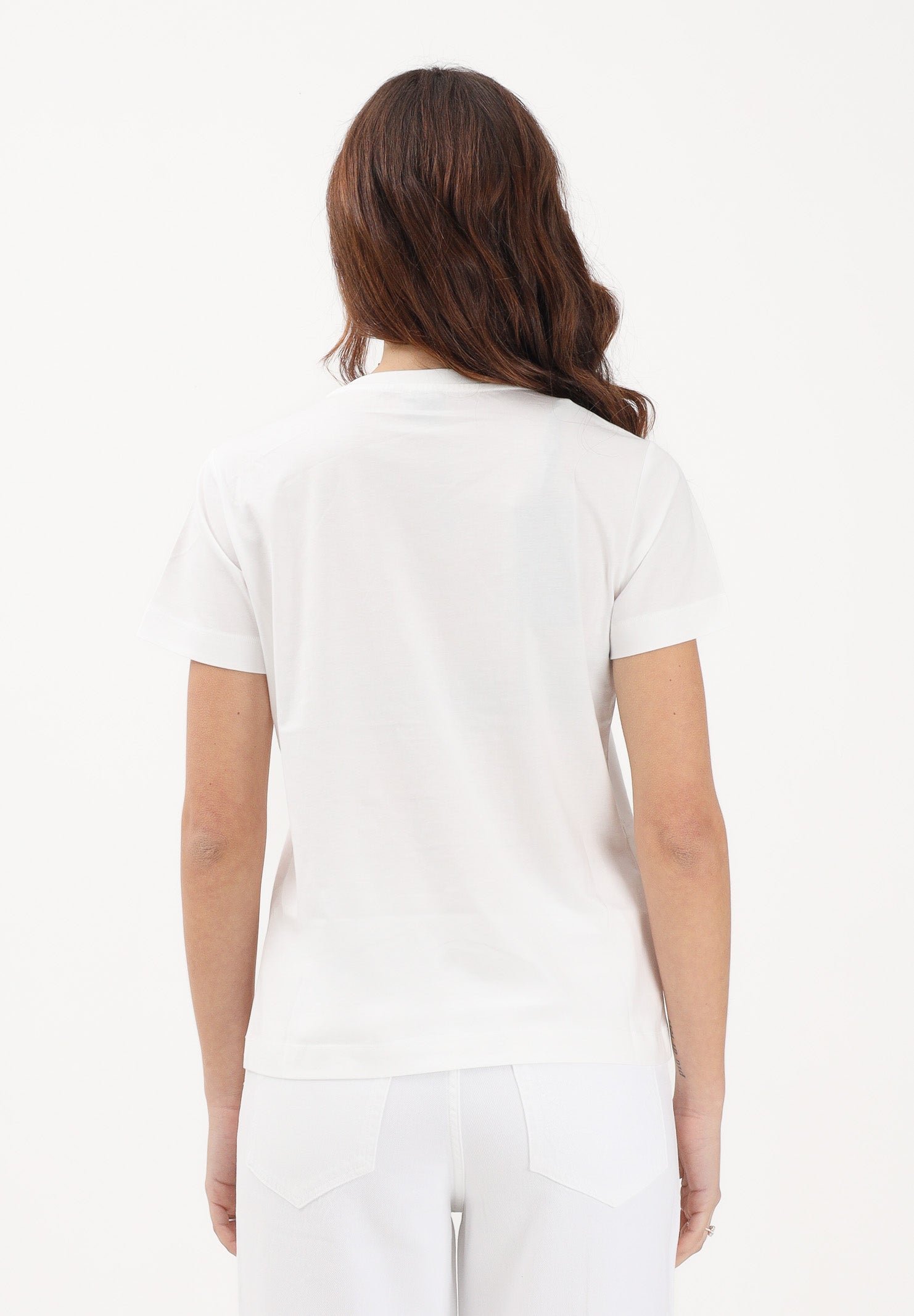 PINKO T-shirt a manica corta bianca da donna con logo Love Birds 100535A33F Z05 PINKO