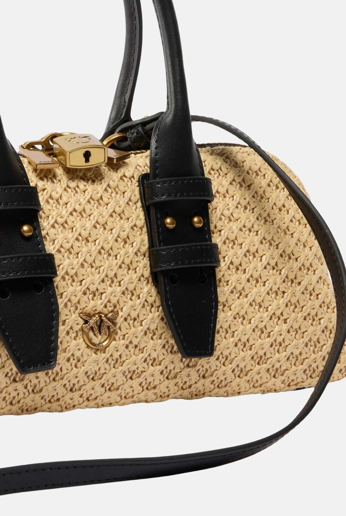 PINKO Borsa a mano Escape Bag Horizontal beige e nera da donna 105334A1RL C24Q PINKO