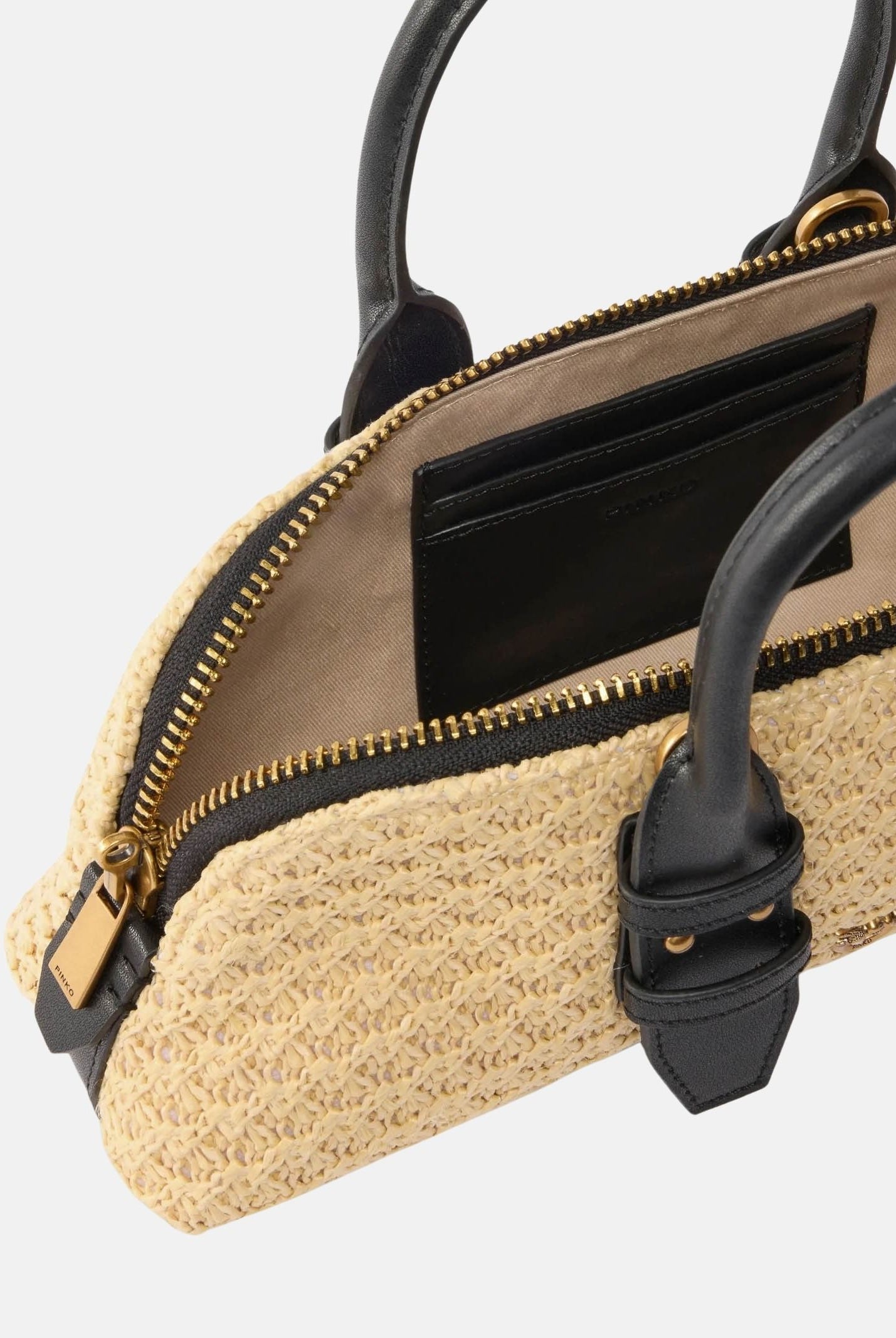 PINKO Borsa a mano Escape Bag Horizontal beige e nera da donna 105334A1RL C24Q PINKO