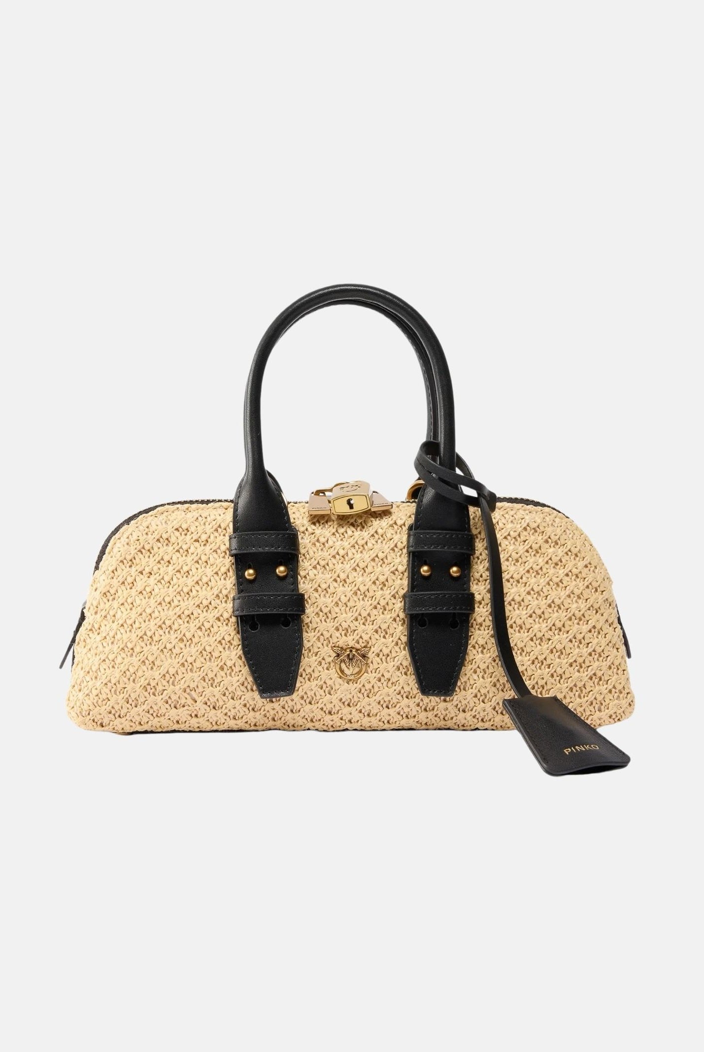 PINKO Borsa a mano Escape Bag Horizontal beige e nera da donna 105334A1RL C24Q PINKO