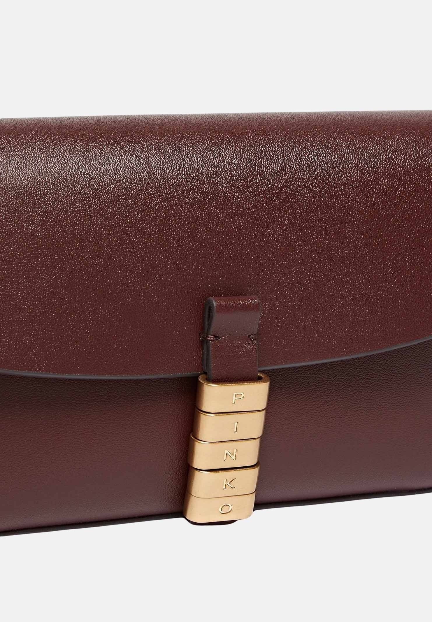 PINKO Borsa a spalla Saddle Flat burgundy da donna 105349A1ZX R49Q PINKO