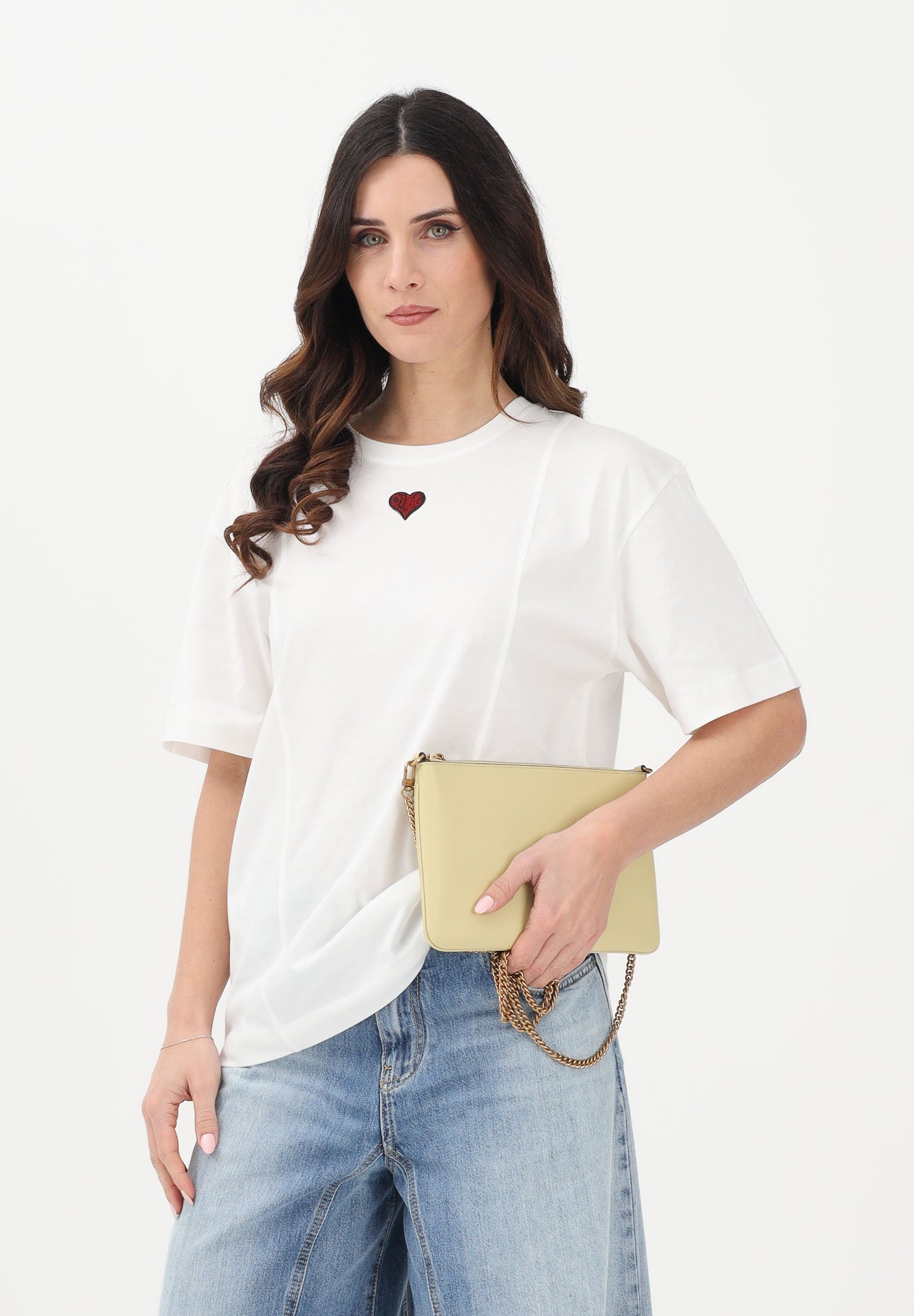 PINKO T-shirt a manica corta TORTINO bianca da donna 105665A326 Z05 PINKO