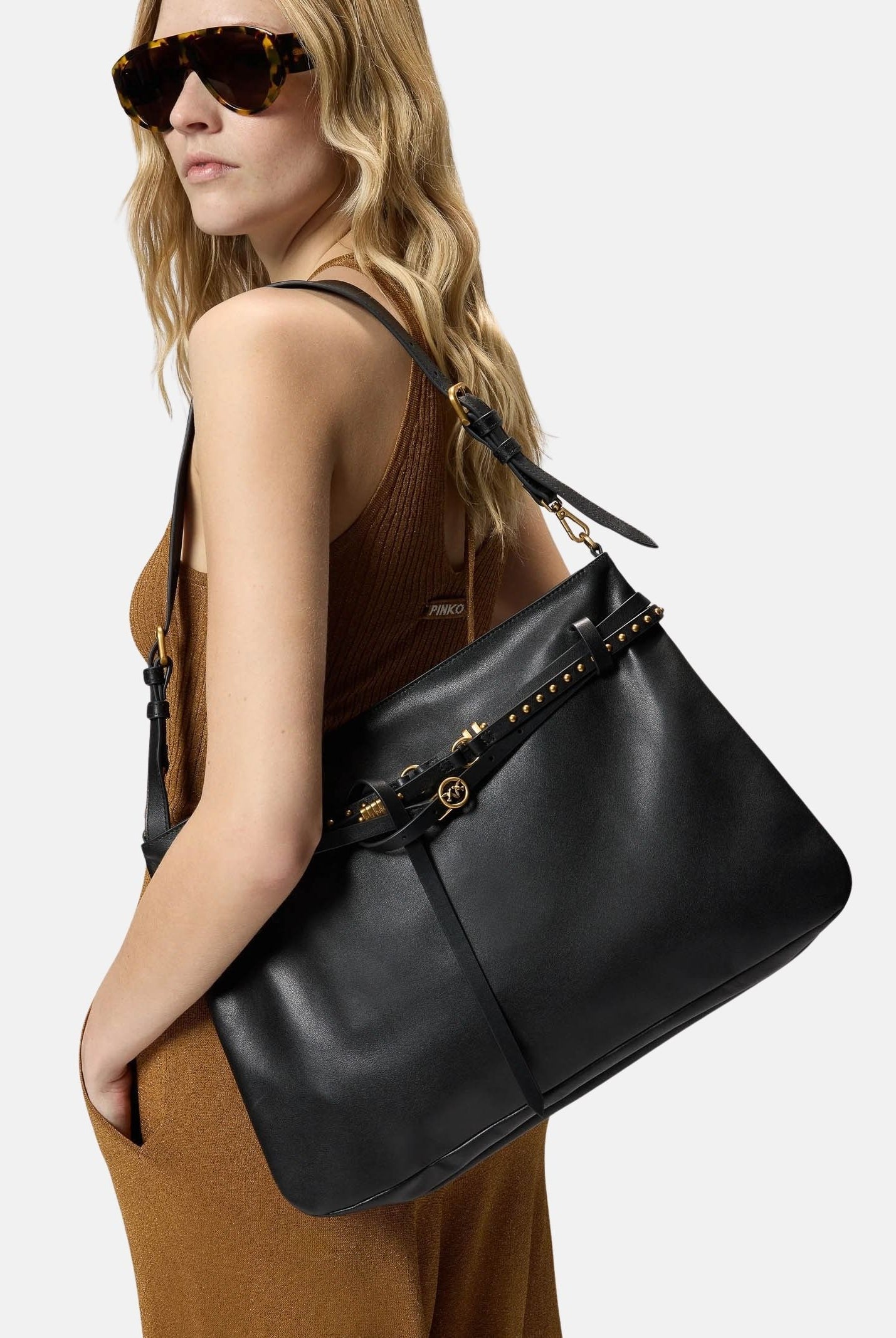 PINKO Borsa a spalla Belt Bag Big nera da donna 105903A0QO Z99Q PINKO