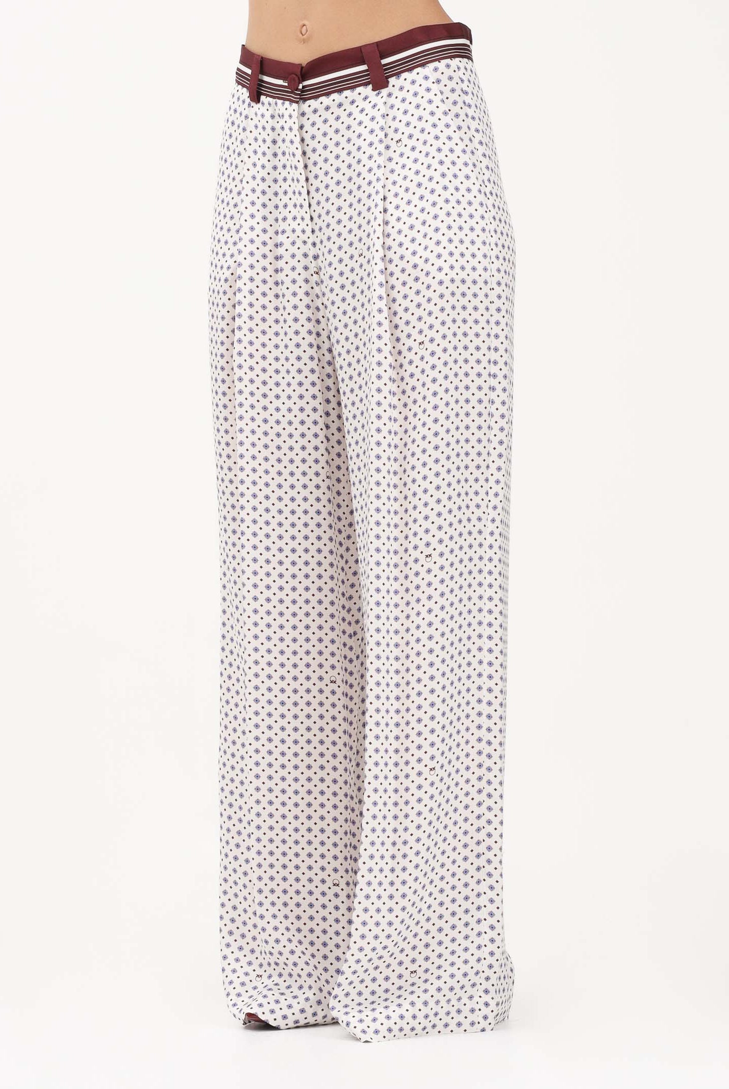 PINKO Pantalone elegante RUTH bianco da donna con motivo cravatteria 106203A31K BBA PINKO