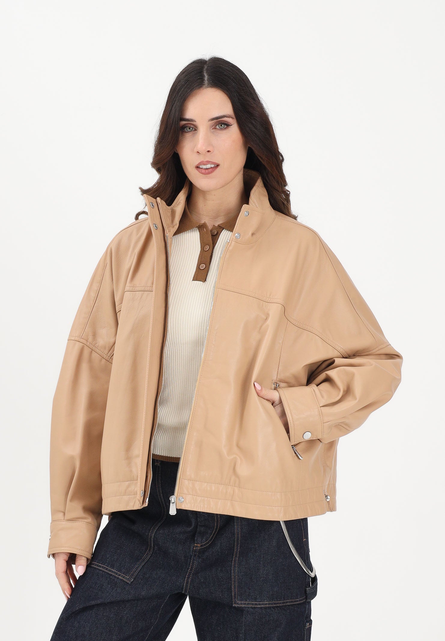 PINKO Giubbotto in pelle BAILEE BLOUSON beige da donna 106235A31Y D41 PINKO
