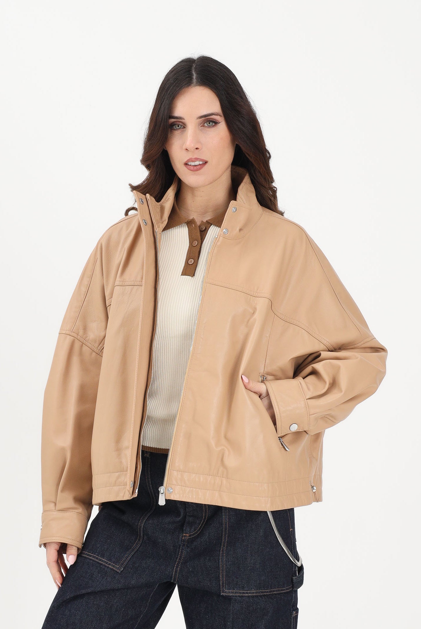 PINKO Giubbotto in pelle BAILEE BLOUSON beige da donna 106235A31Y D41 PINKO