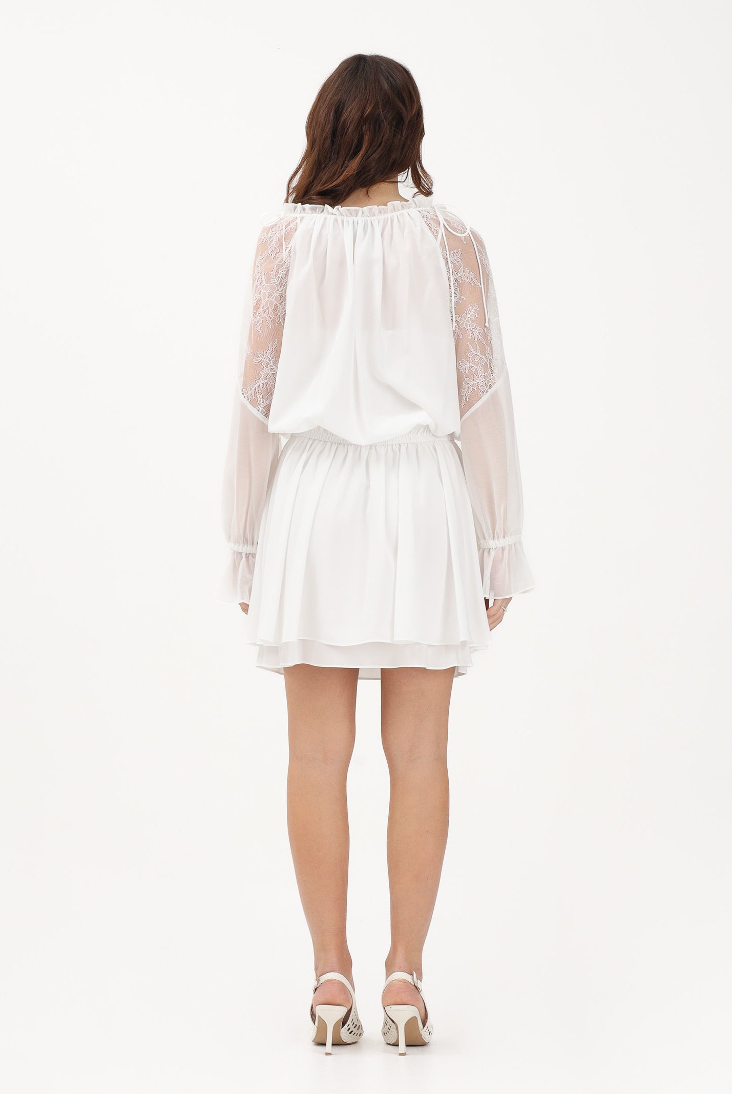 PINKO Abito corto bianco da donna in chiffon leggero 106293A336 Z05 PINKO