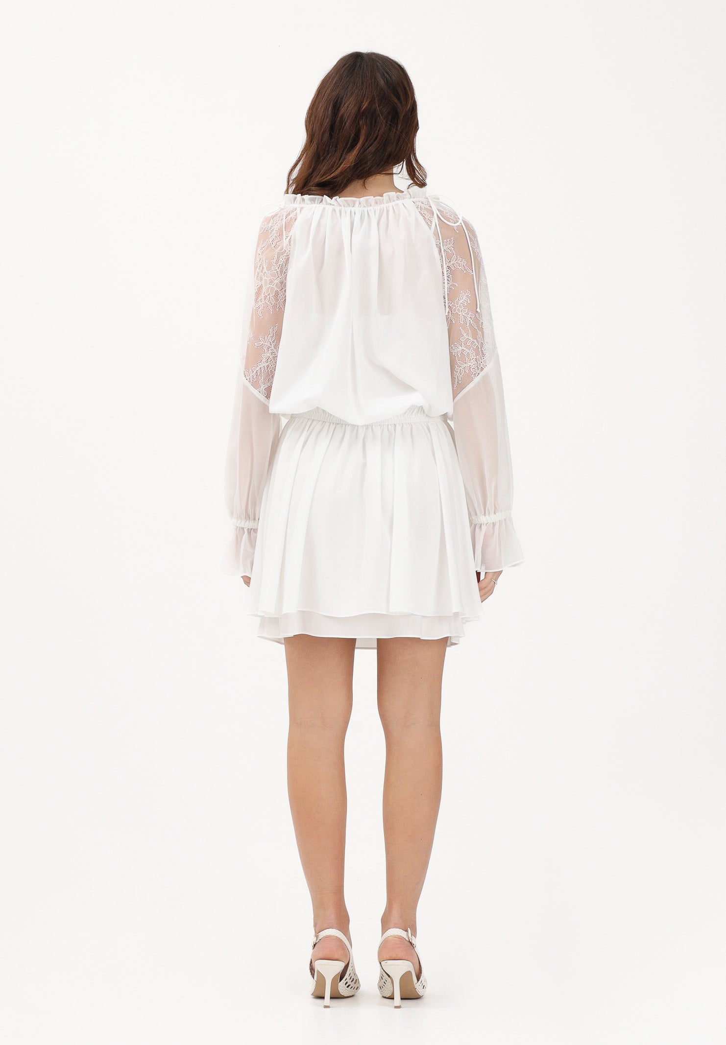 PINKO Abito corto bianco da donna in chiffon leggero 106293A336 Z05 PINKO
