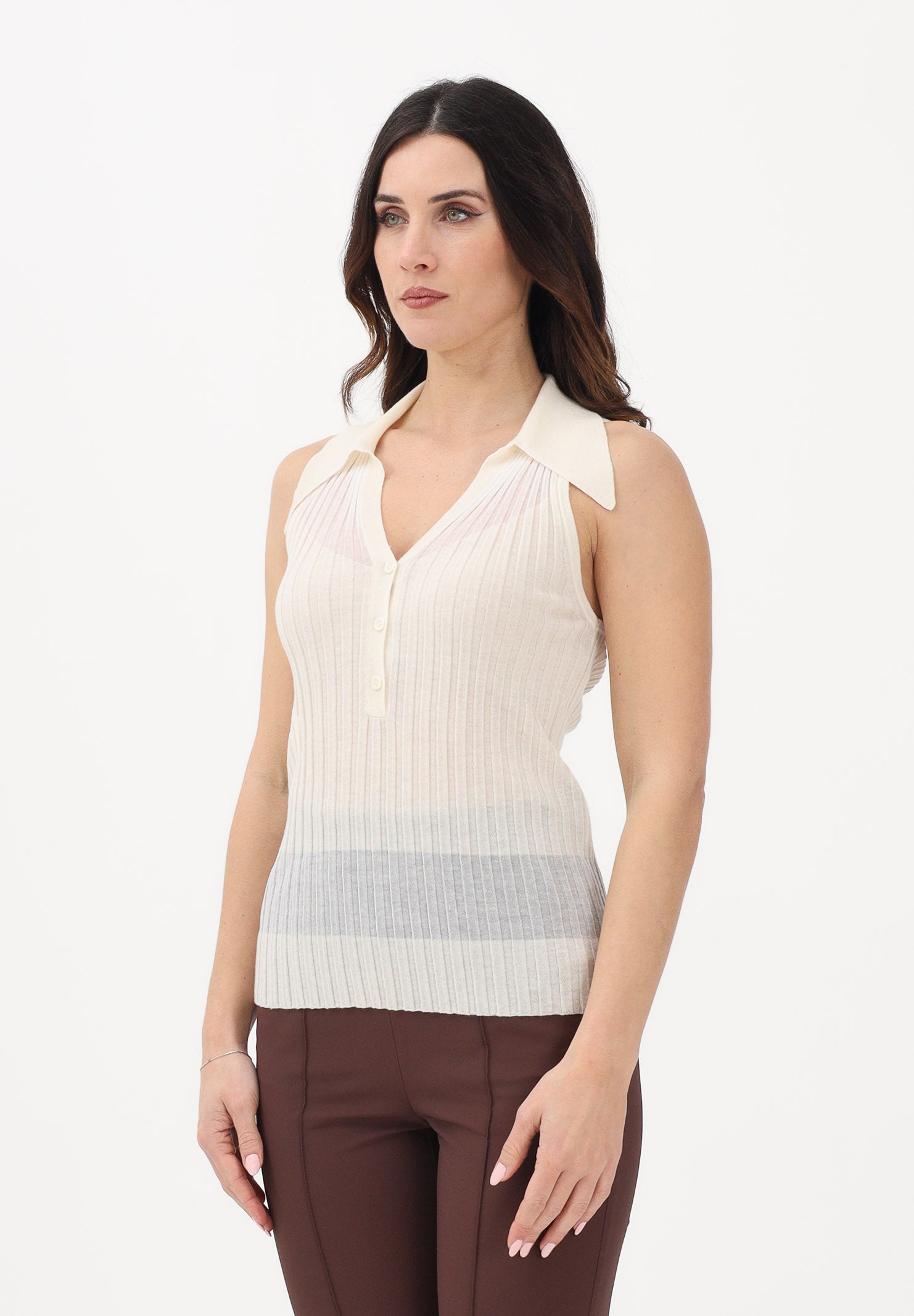 PINKO Canotta a polo FOSCHIA beige da donna 106318A34B C14 PINKO