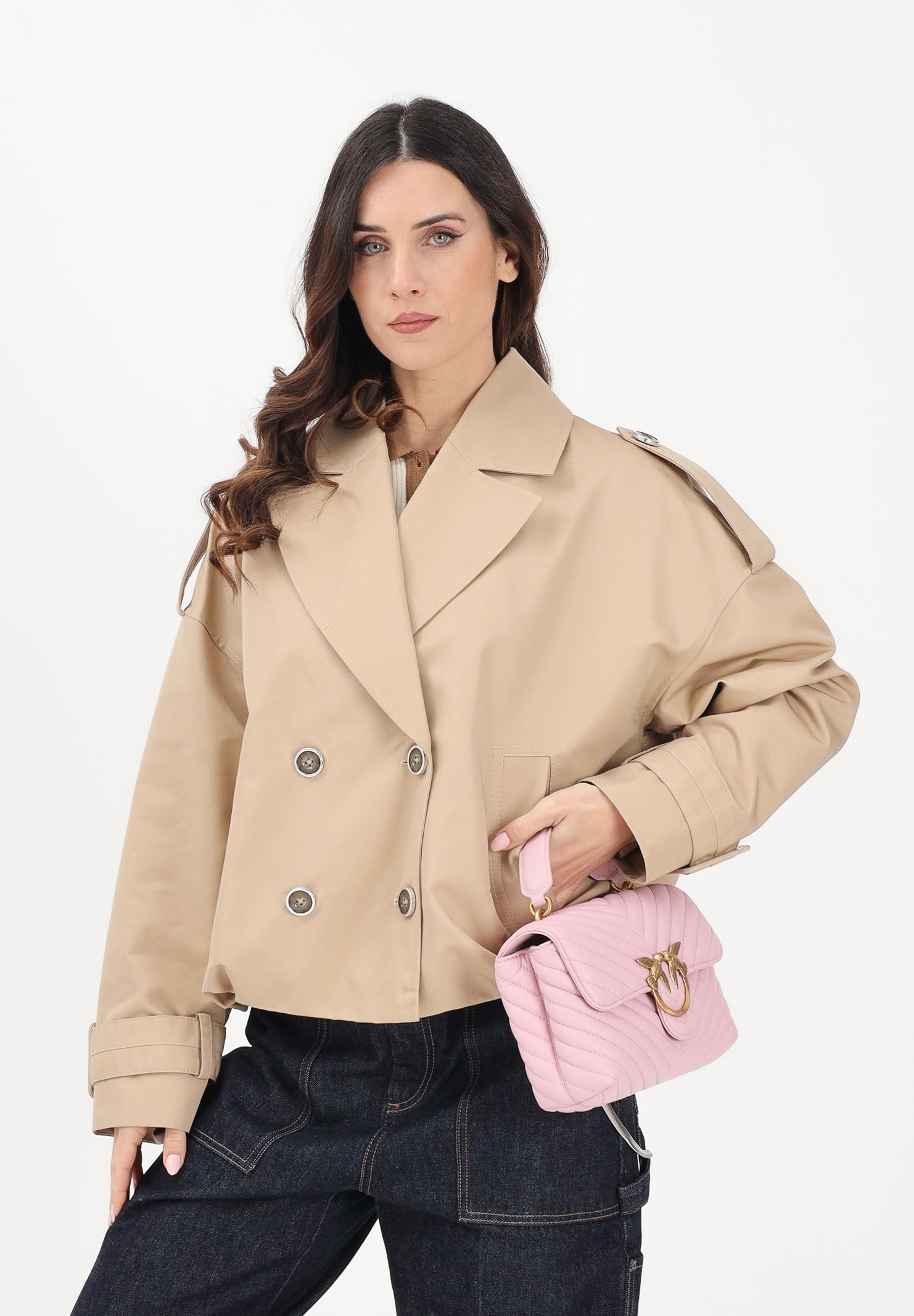 PINKO Trench corto TRISCIA beige da donna 106325A1PR D41 PINKO