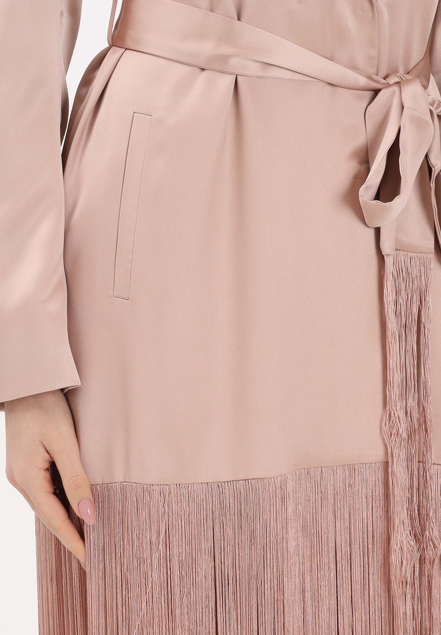 PINKO Abito lungo rosa da donna in satin con frange 106431A33D Q35 PINKO