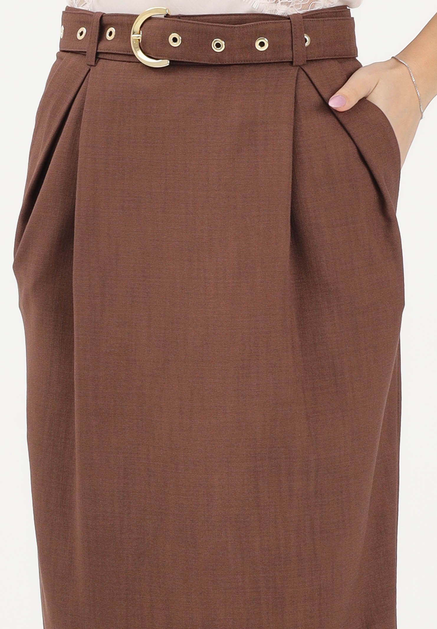 PINKO Gonna midi EDWENA marrone da donna 106449A2W6 L78 PINKO