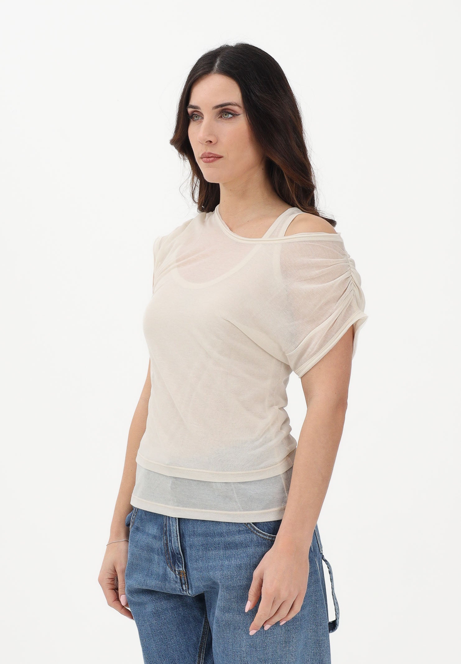 PINKO T-shirt a manica corta beige da donna composta da due pezzi 106460A2CL C03 PINKO