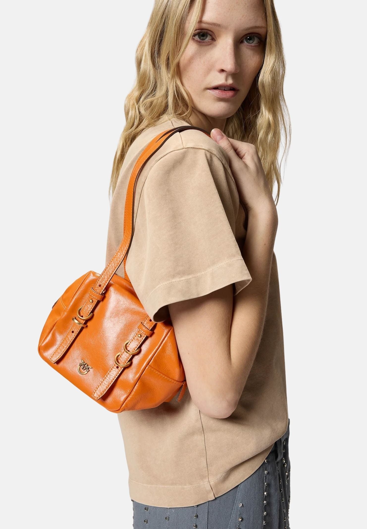 PINKO Borsa a spalla Cubic Bag arancione da donna 106465A315 A76Q PINKO