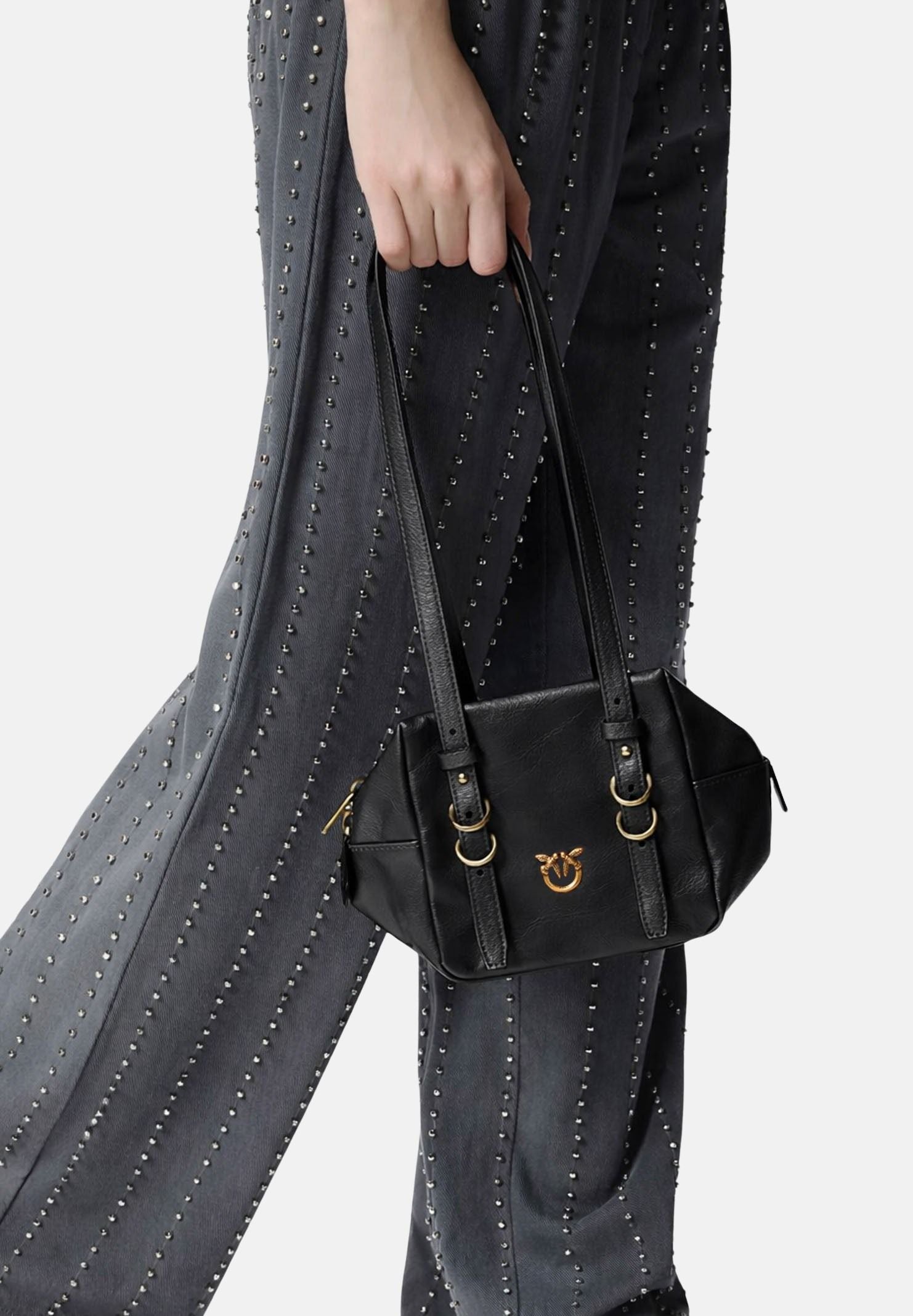 PINKO Borsa a spalla Cubic Bag nera da donna 106465A315 Z99Q PINKO