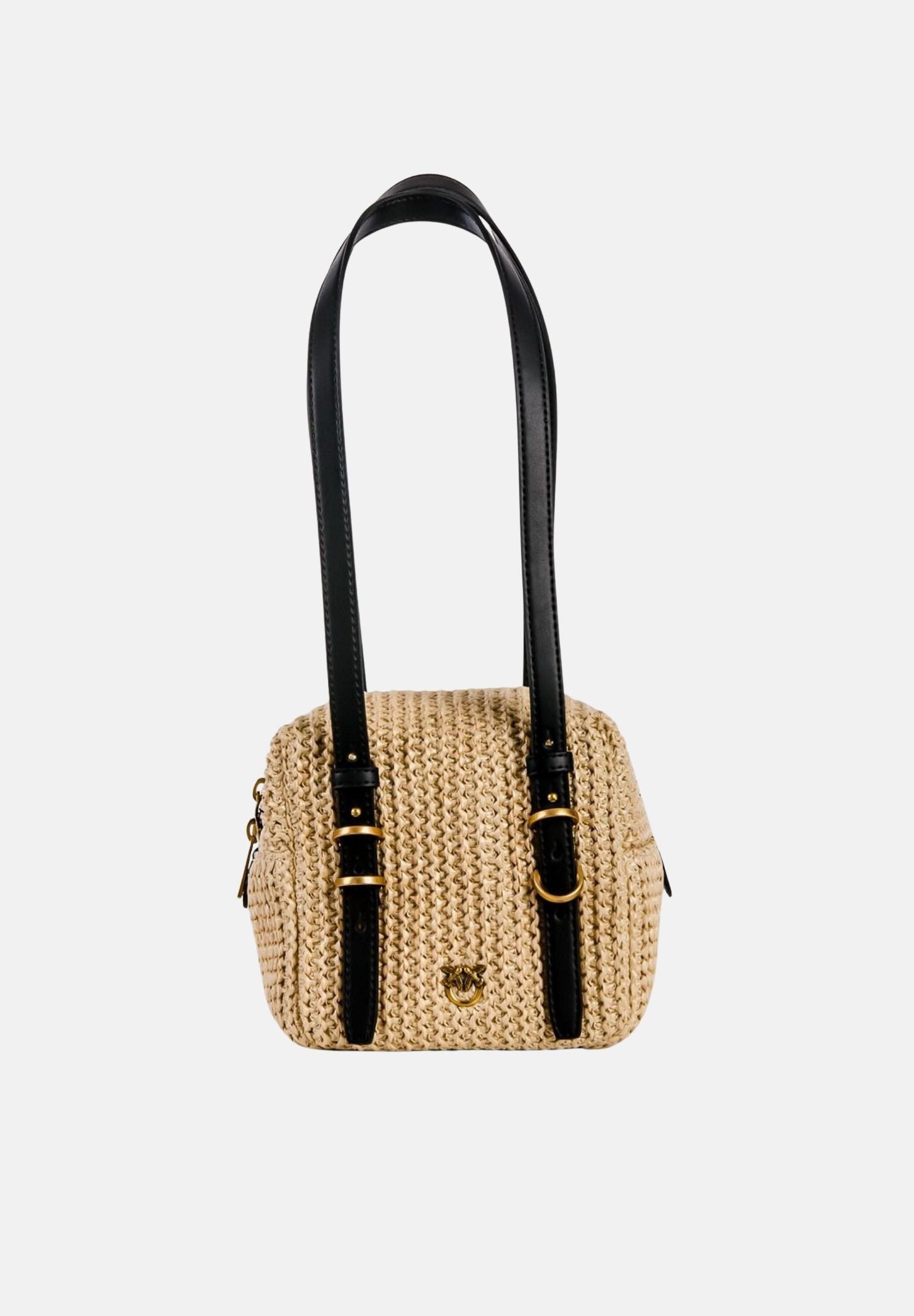 PINKO Borsa a spalla CUBIC in rafia beige da donna 106465A391 C24Q PINKO
