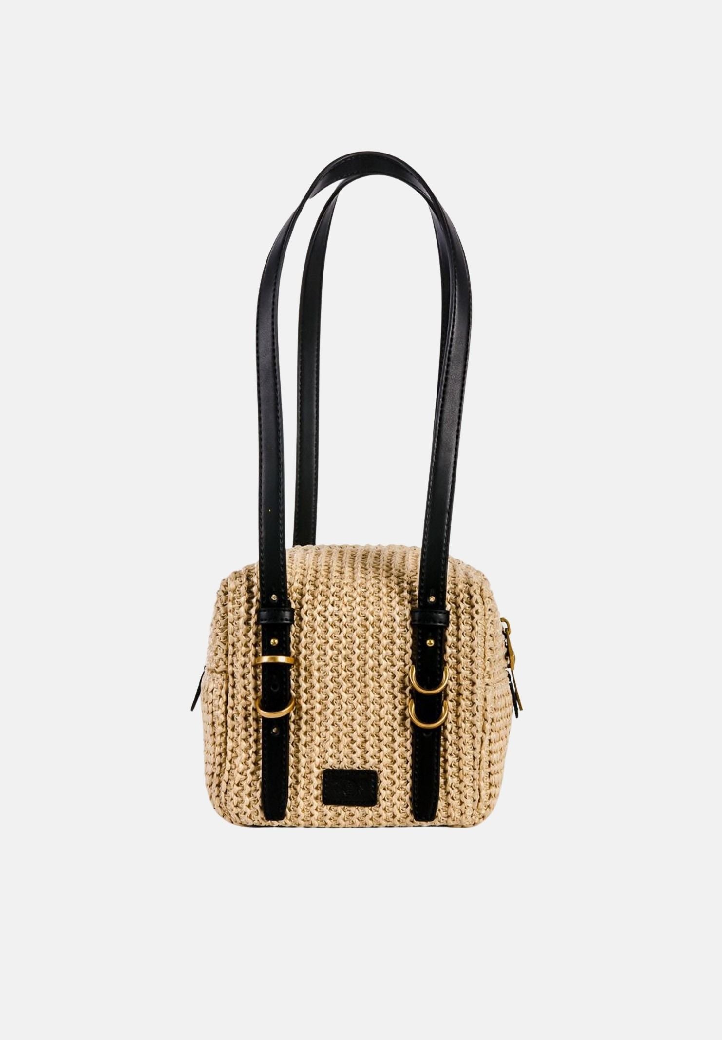 PINKO Borsa a spalla CUBIC in rafia beige da donna 106465A391 C24Q PINKO