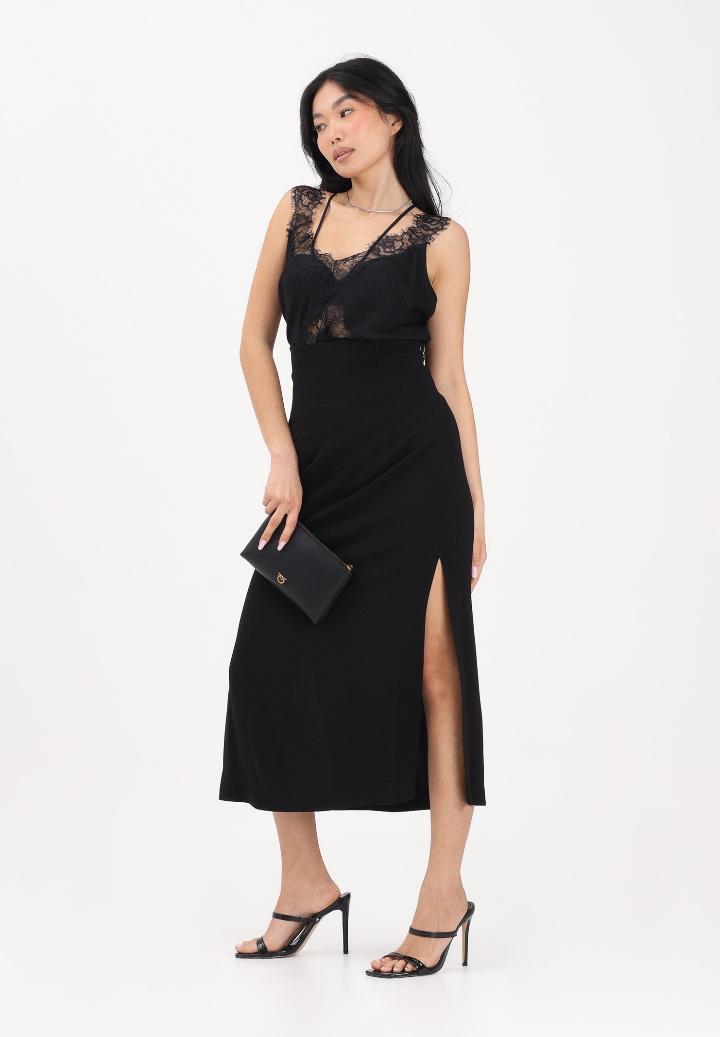PINKO Gonna midi nera da donna 106485A2Q2 Z99 PINKO