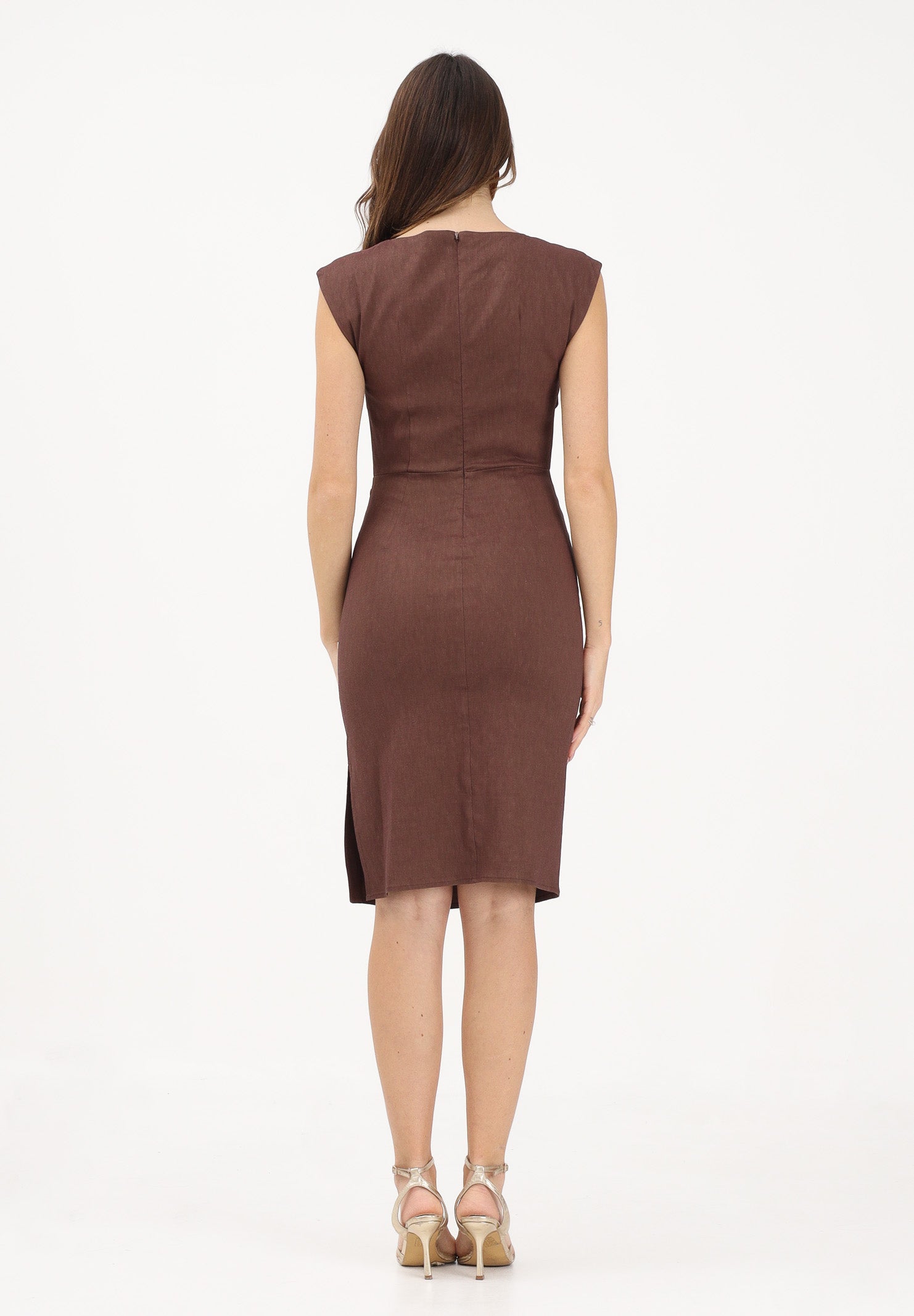 PINKO Abito midi marrone da donna in lino 106521A34I L78 PINKO