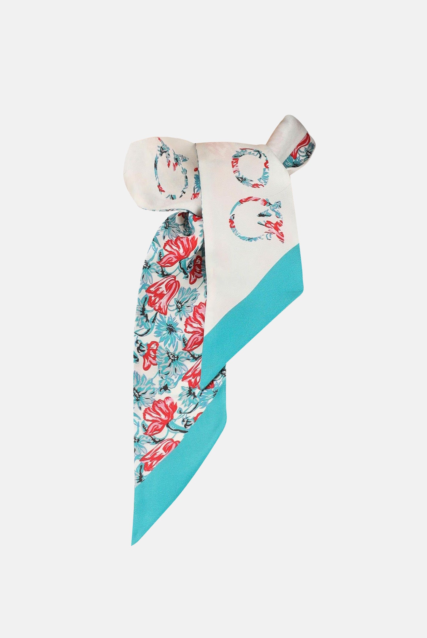 PINKO Foulard POGO panna e turchese da donna impreziosito da stampa floreale 106653A38I DS3 PINKO