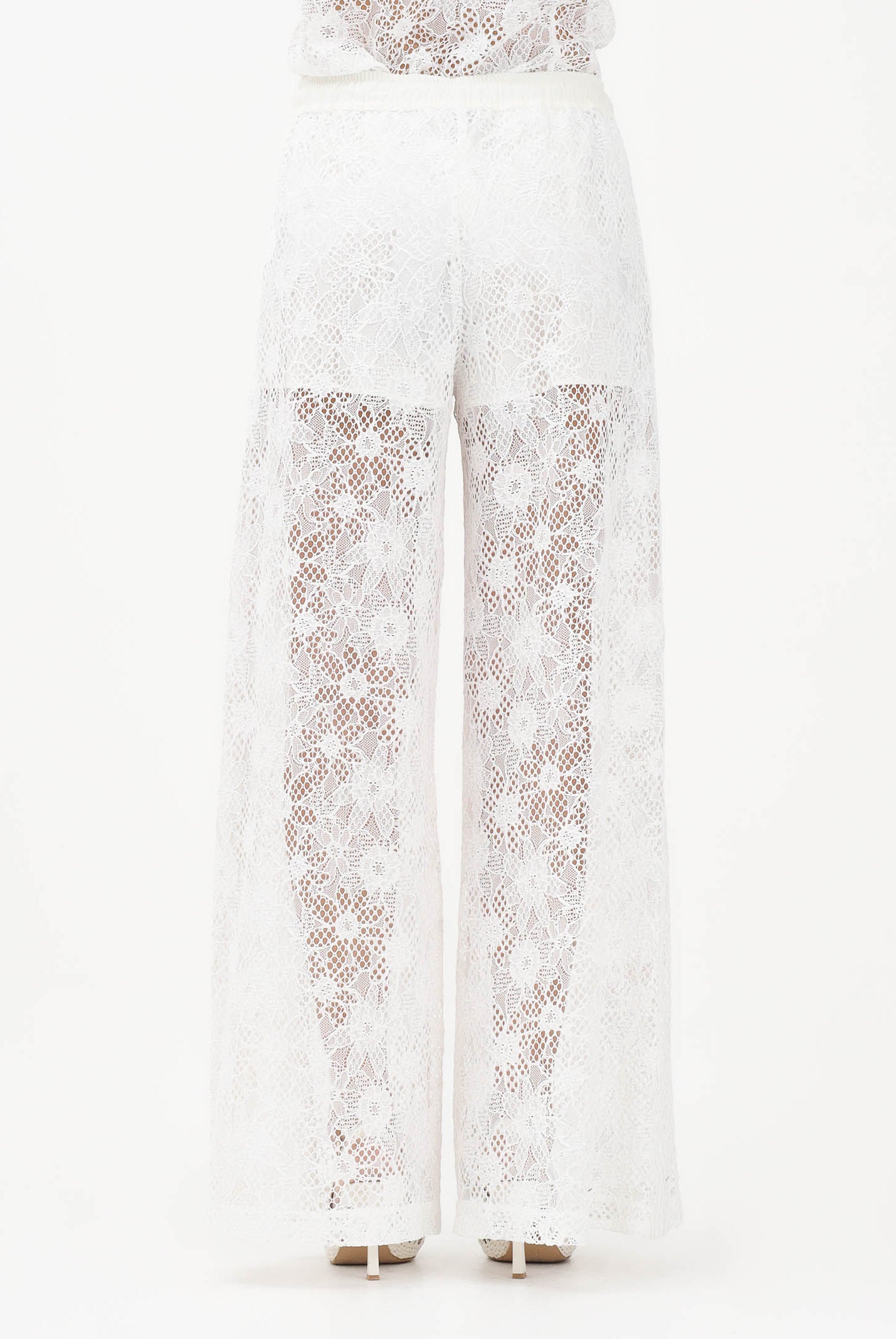 PINKO Pantalone LAURIE bianco da donna in pizzo rebrodé floreale<BR/> 106662A381 Z05 PINKO