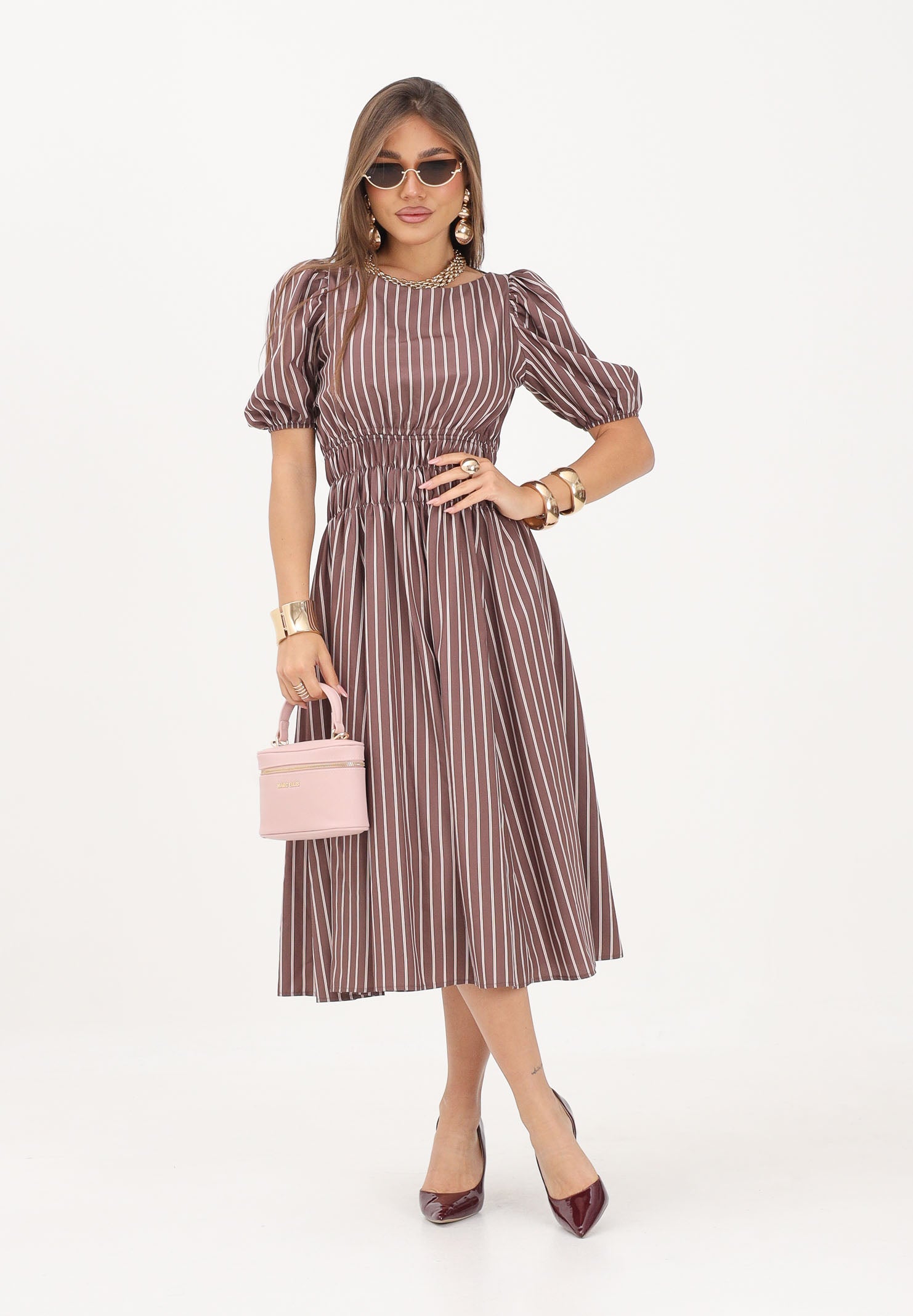 PINKO abito ETHEL in Multicolore Marrone-Rosa colore basico marrone da donna 106670A33Q LN1 PINKO