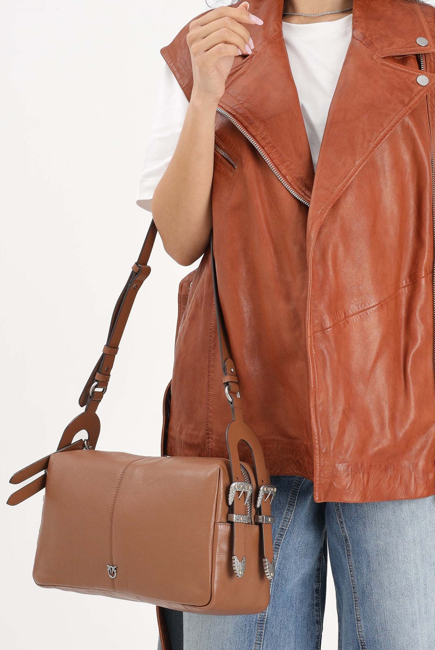 PINKO Borsa a spalla Keeper Bag marrone da donna 106676A2JG L17O PINKO