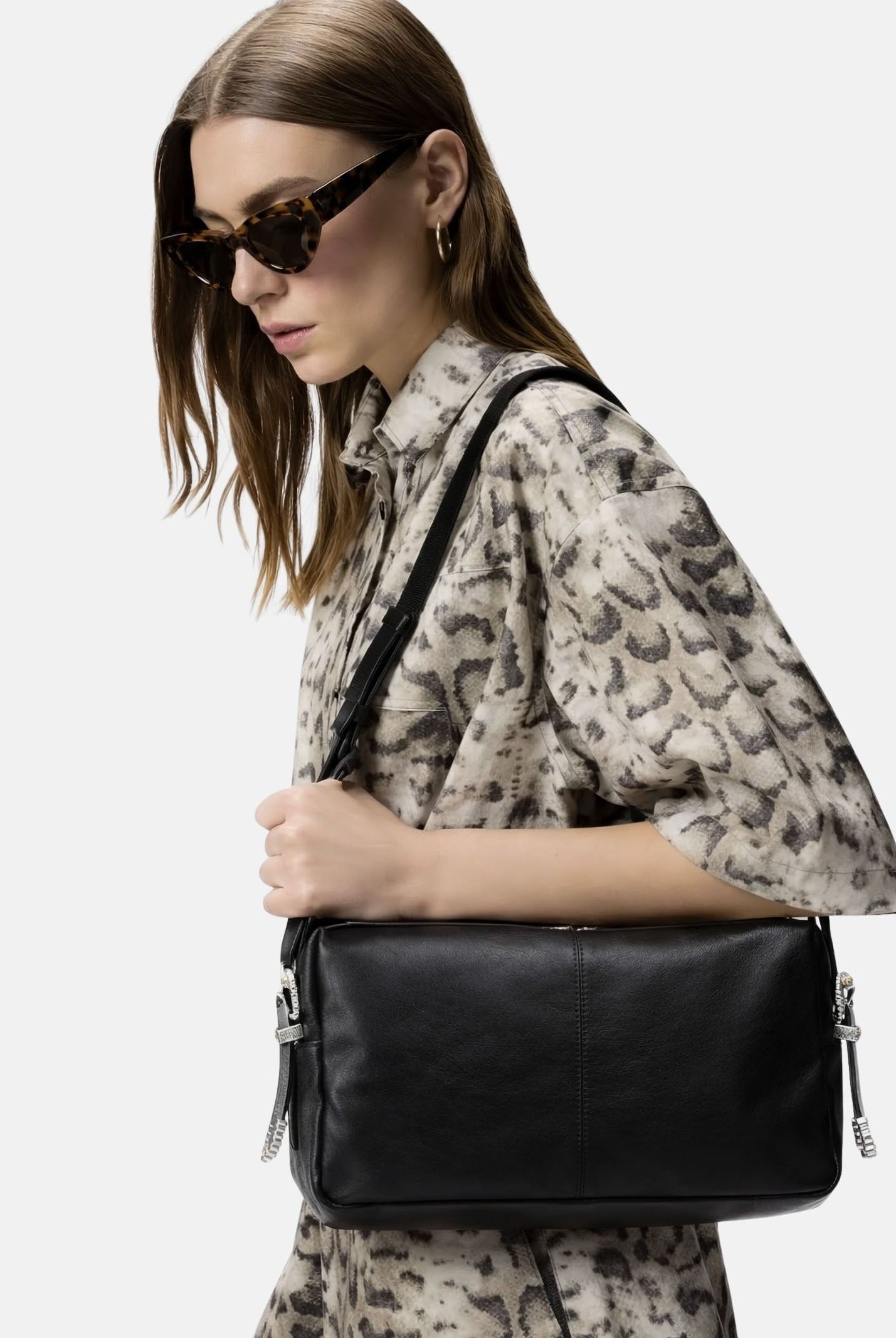 PINKO Borsa a spalla Keeper Bag in pelle nera da donna 106676A2JG Z99O PINKO