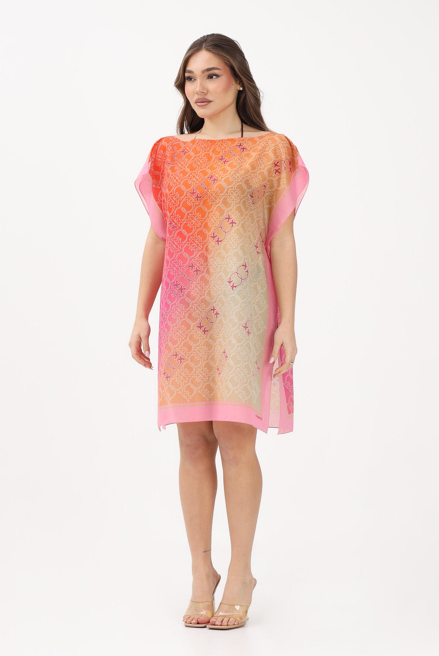 PINKO Kaftano multicolore da donna con fantasia logo 106691A39H NA0 PINKO