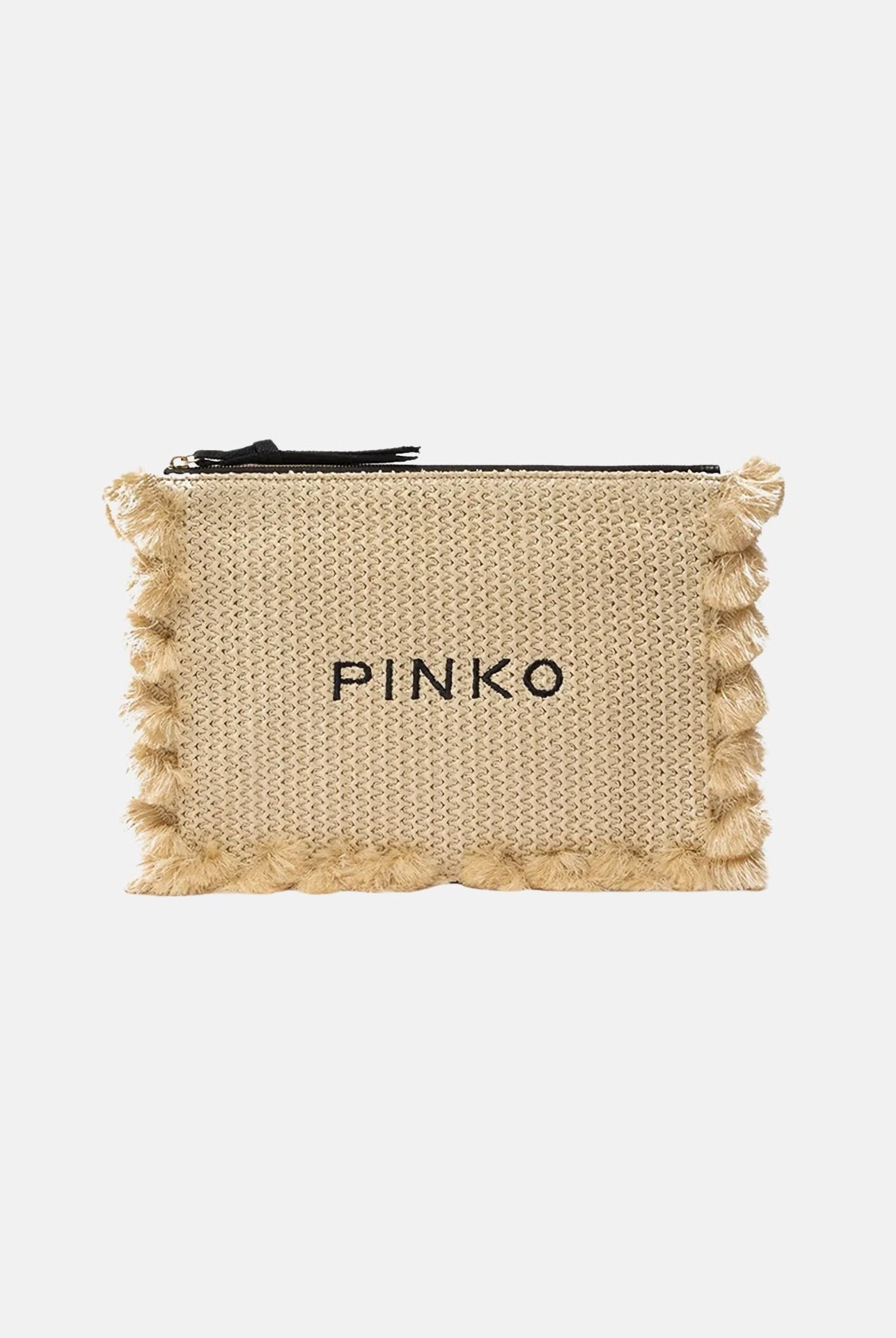 PINKO Pochette beige da donna in rafia con logo 106718A39Y HZ3Q PINKO
