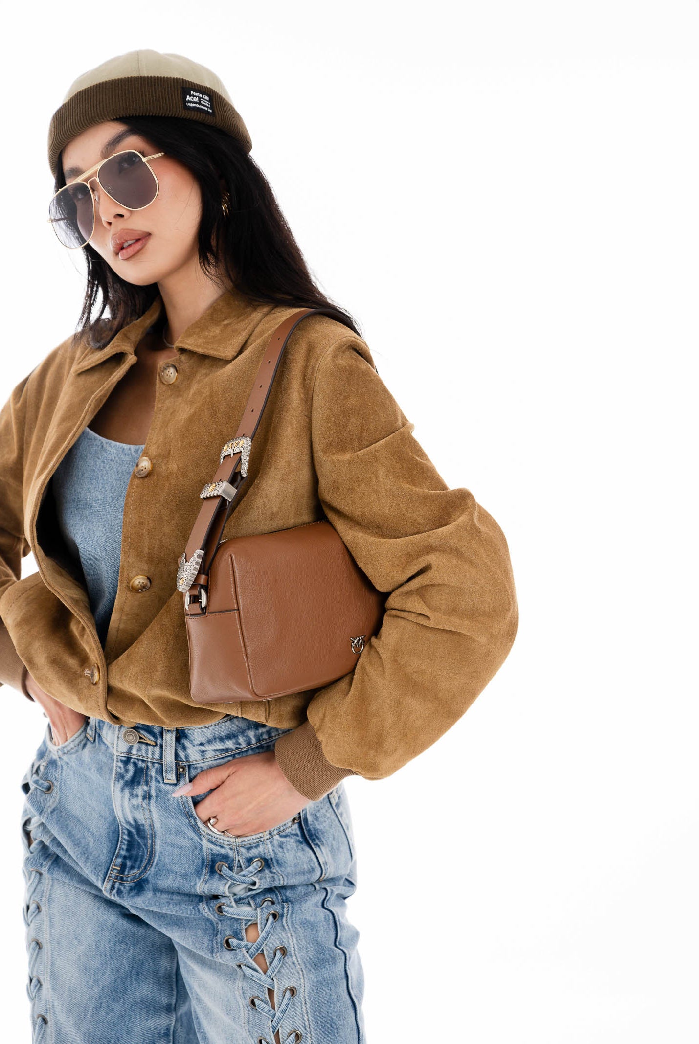 PINKO Borsa a spalla Trittico cuoio da donna 106761A2JG L17O PINKO