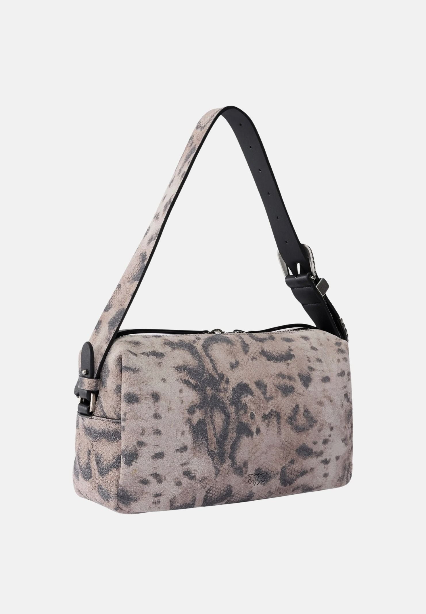 PINKO Borsa a spalla Tricotte grigia da donna con stampa animalier effetto pitone 106761A39V H8RO PINKO