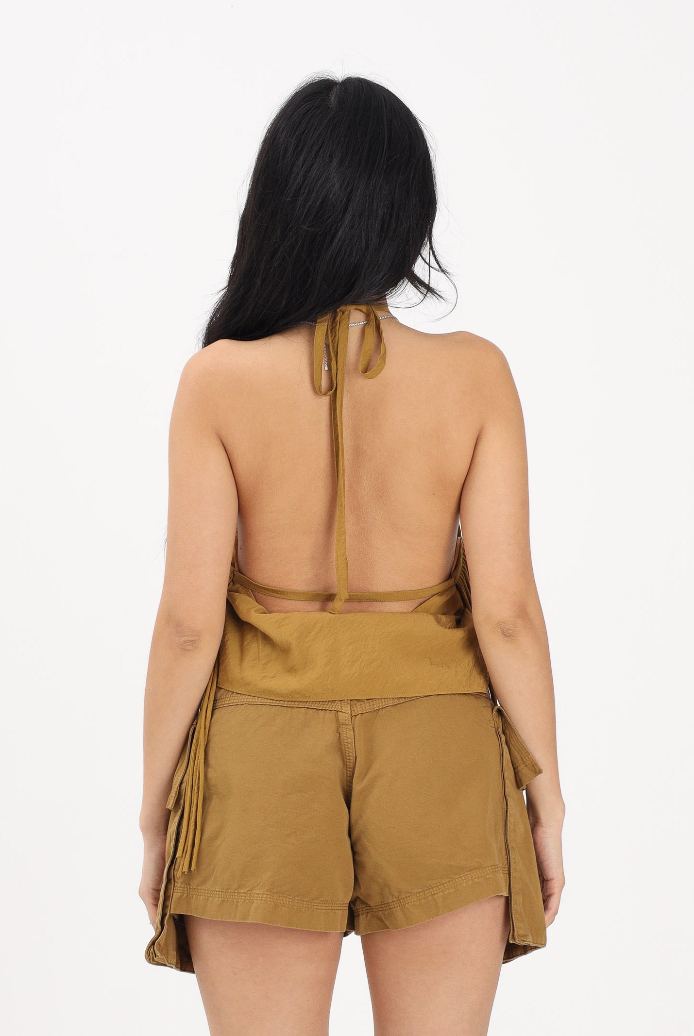 PINKO Top halter kiwi da donna con frange 106794A3AY L25 PINKO