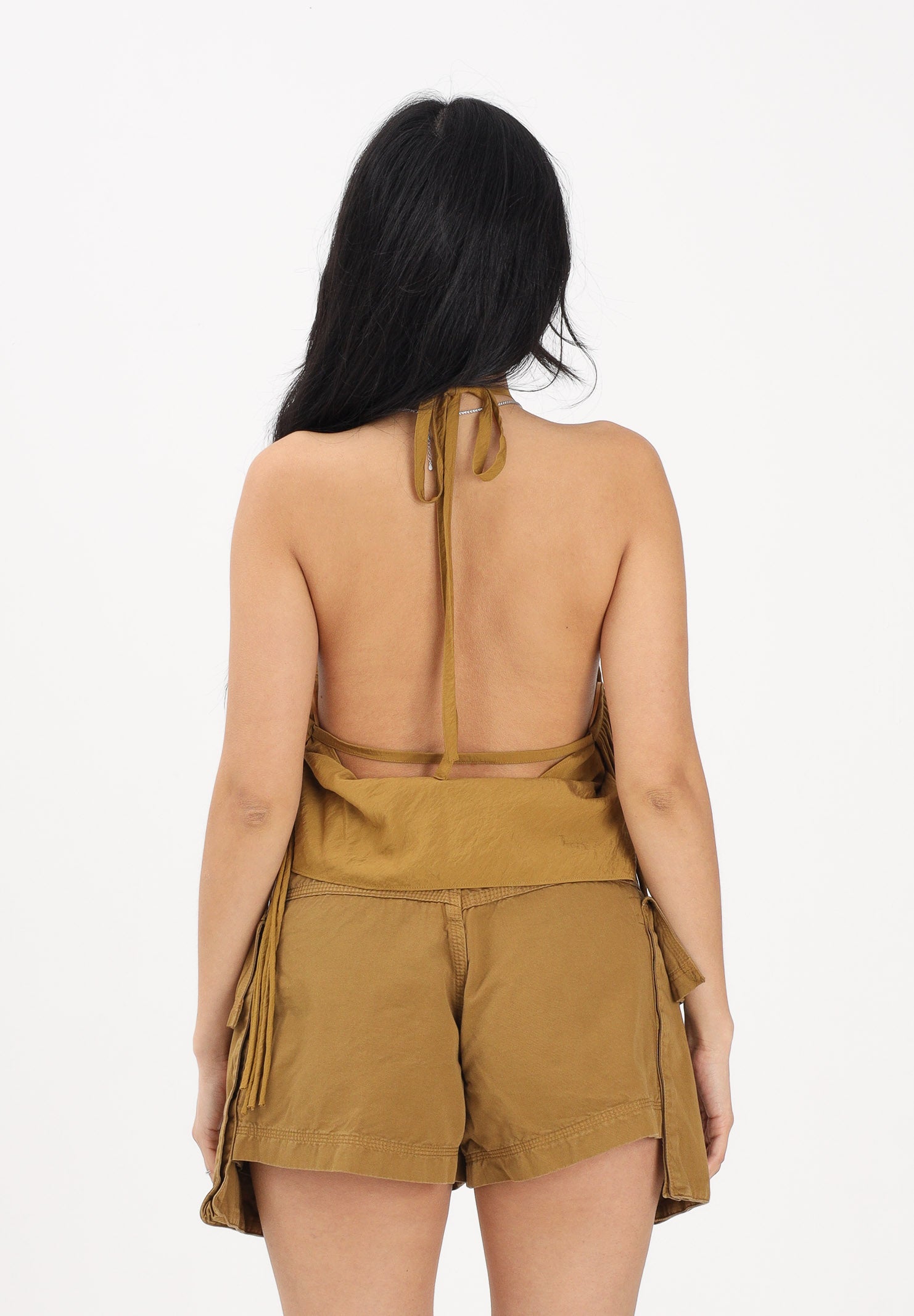 PINKO Top halter kiwi da donna con frange 106794A3AY L25 PINKO