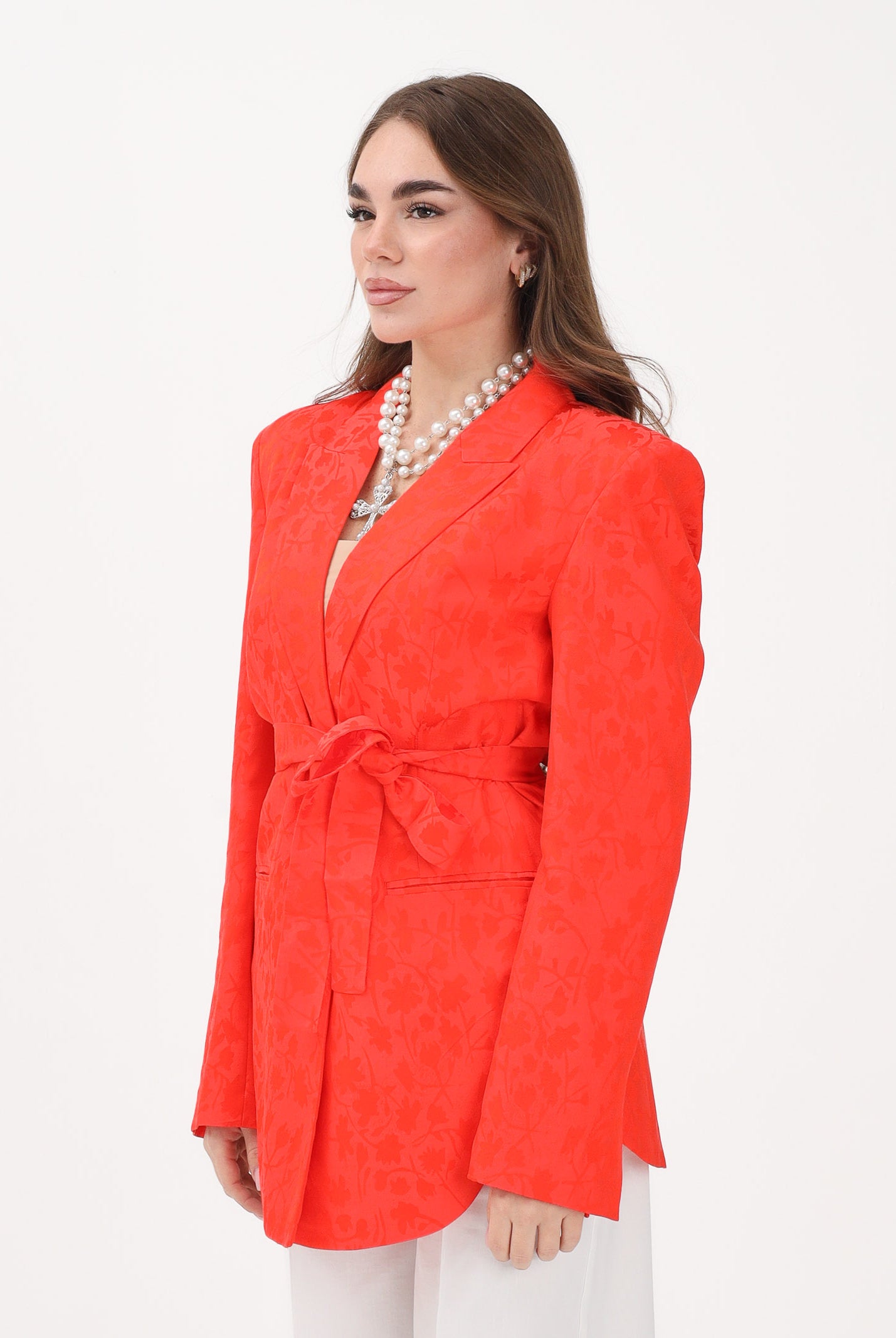 PINKO Giacca in stile kimono arancione da donna con motivo floreale 106800A3AN A99 PINKO