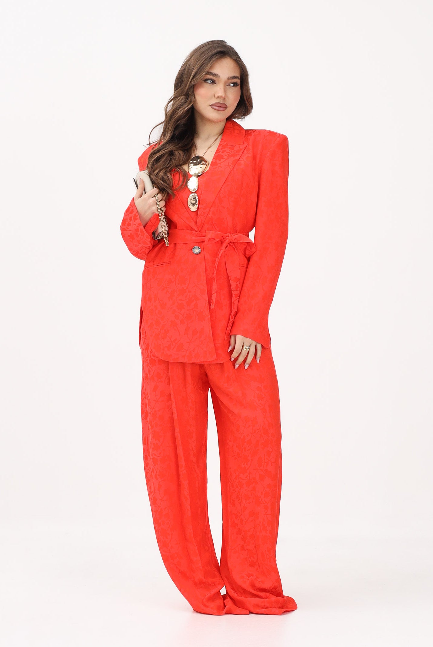 PINKO Pantalone arancione da donna in jacquard floreale 106802A3AN A99 PINKO
