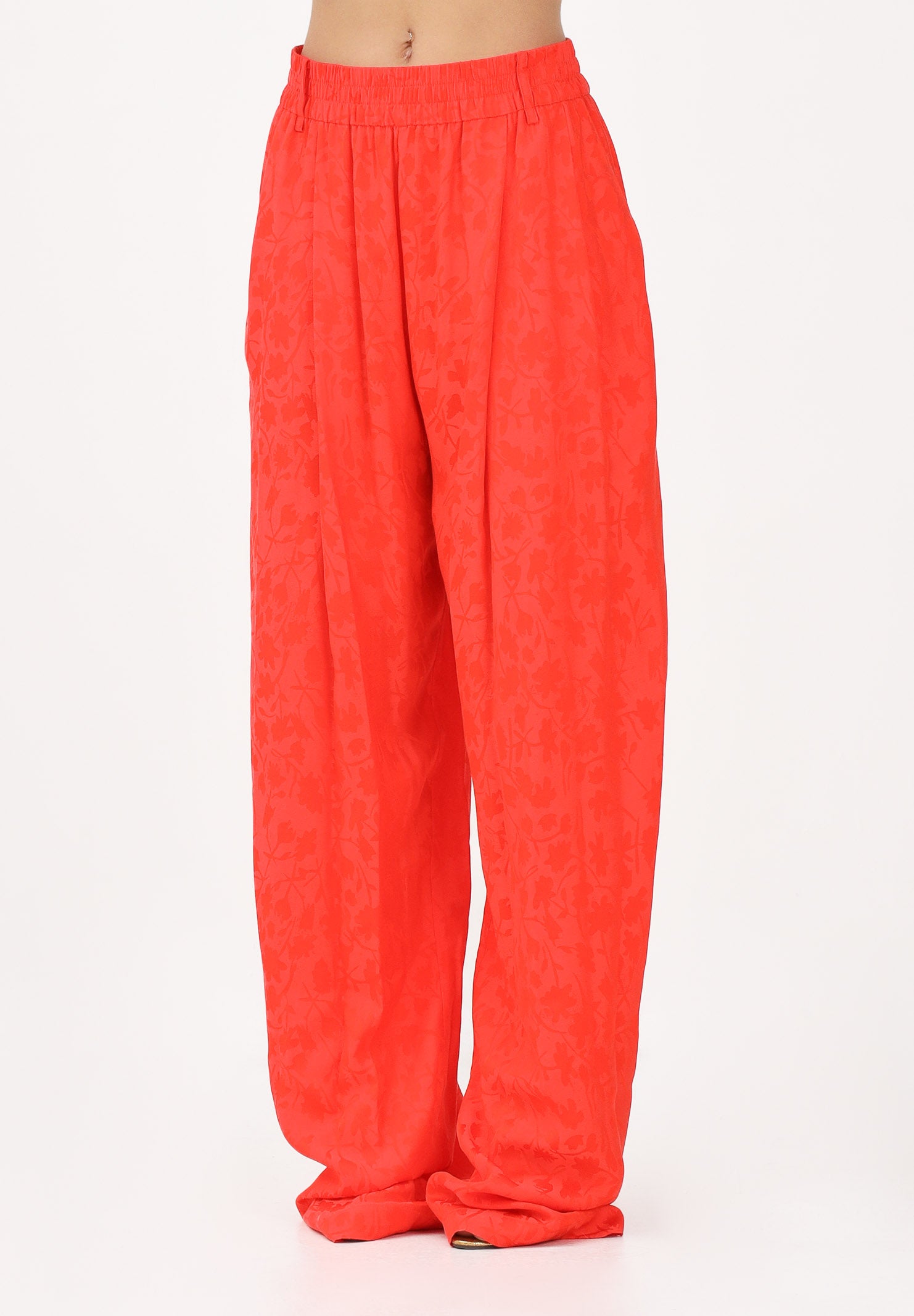 PINKO Pantalone arancione da donna in jacquard floreale 106802A3AN A99 PINKO