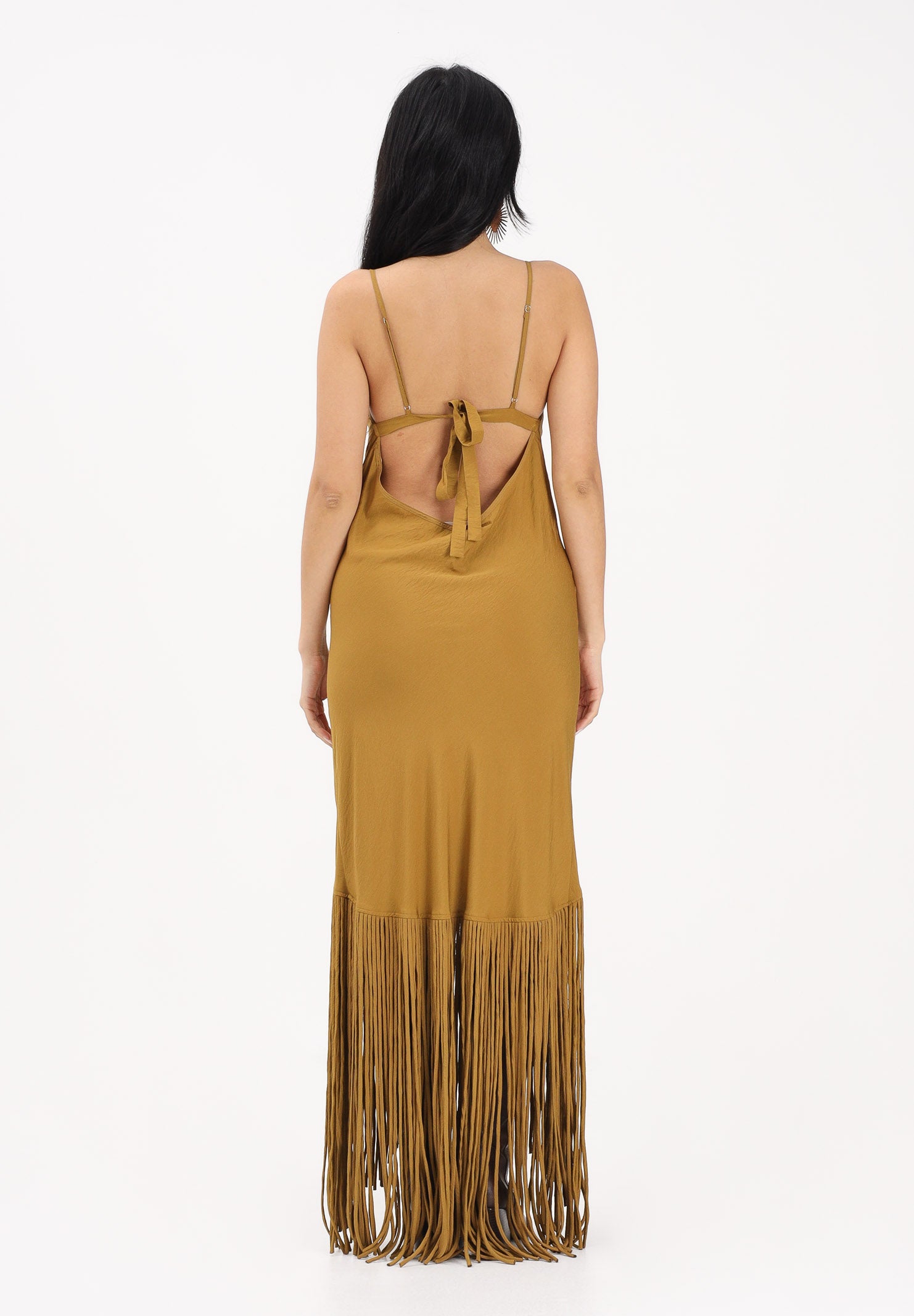 PINKO Abito lungo kiwi da donna con frange 106825A3AY L25 PINKO
