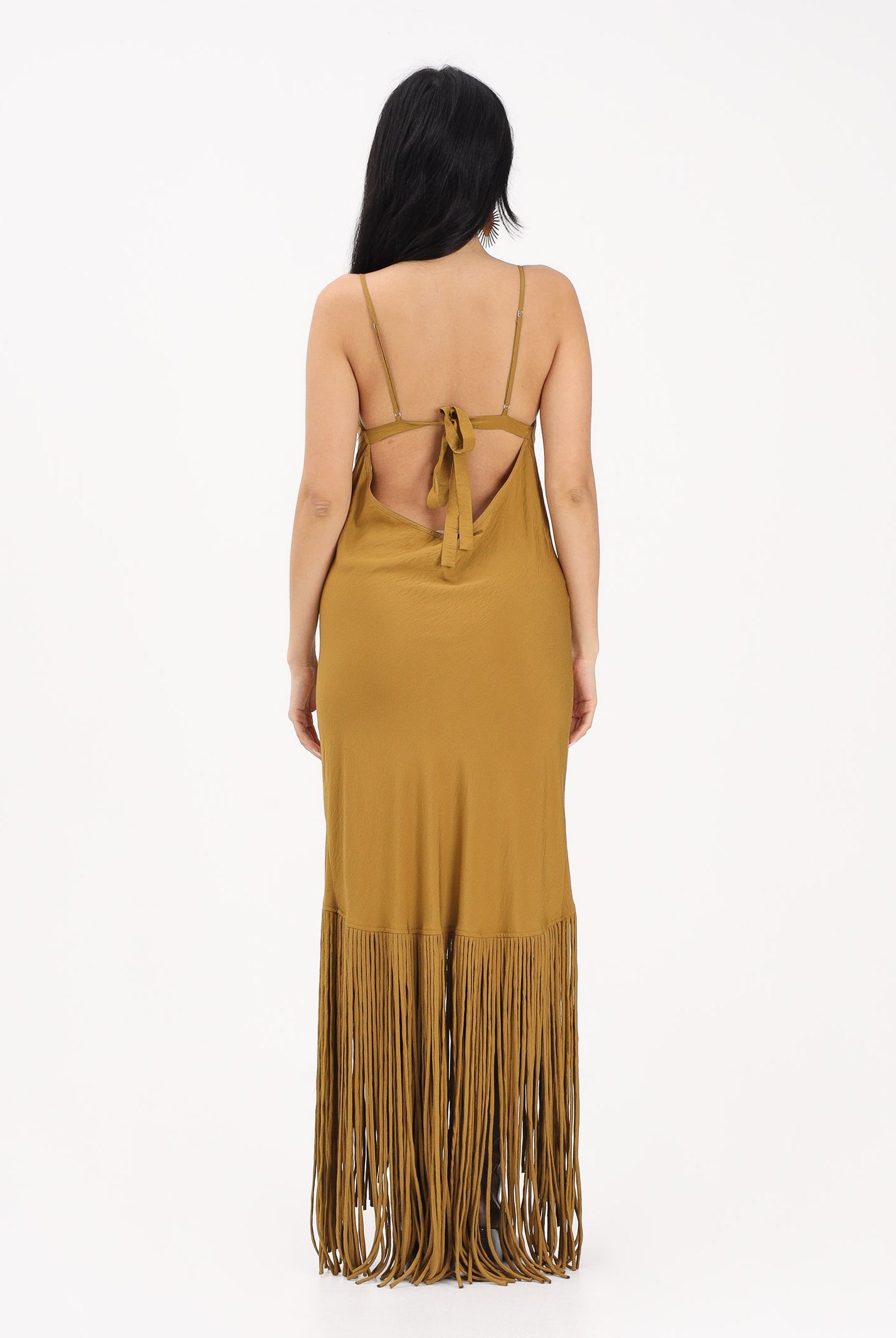 PINKO Abito lungo kiwi da donna con frange 106825A3AY L25 PINKO