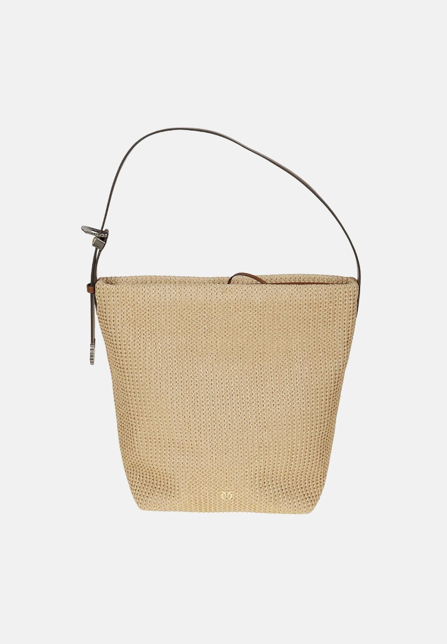 PINKO Borsa a spalla in rafia beige da donna 106834A391 HH2A PINKO