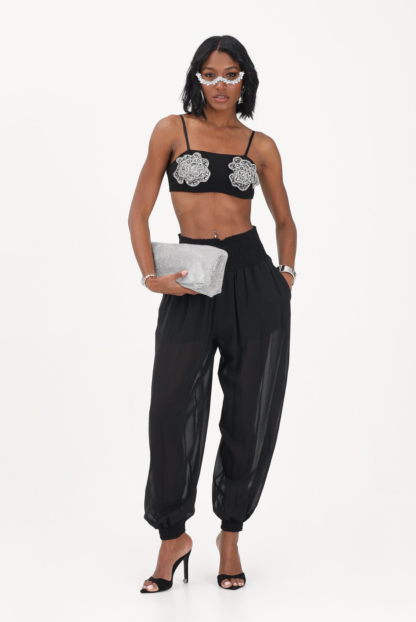 PINKO Pantalone nero da donna ampio e fluido 106845A3B2 Z99 PINKO