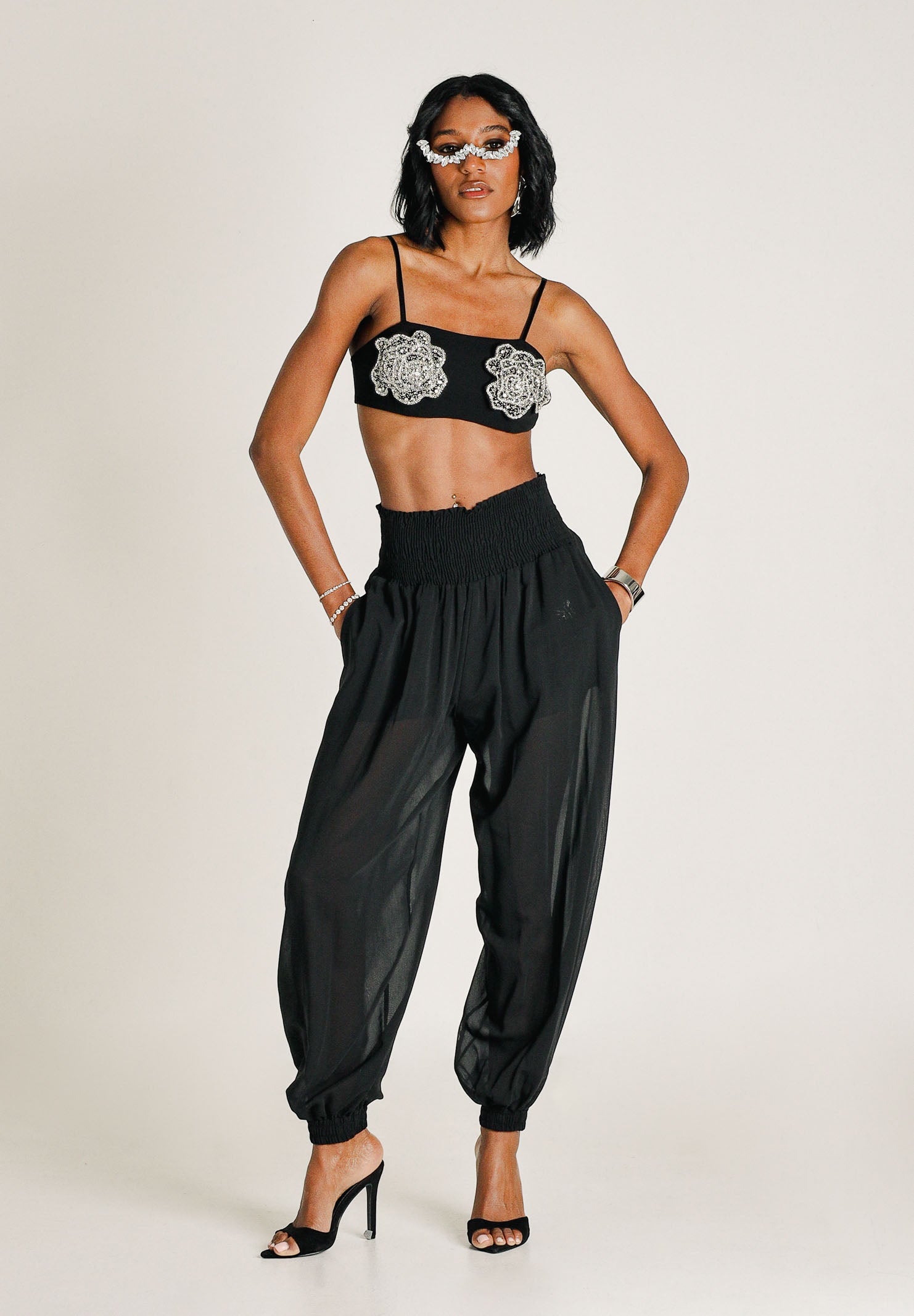 PINKO Pantalone nero da donna ampio e fluido 106845A3B2 Z99 PINKO