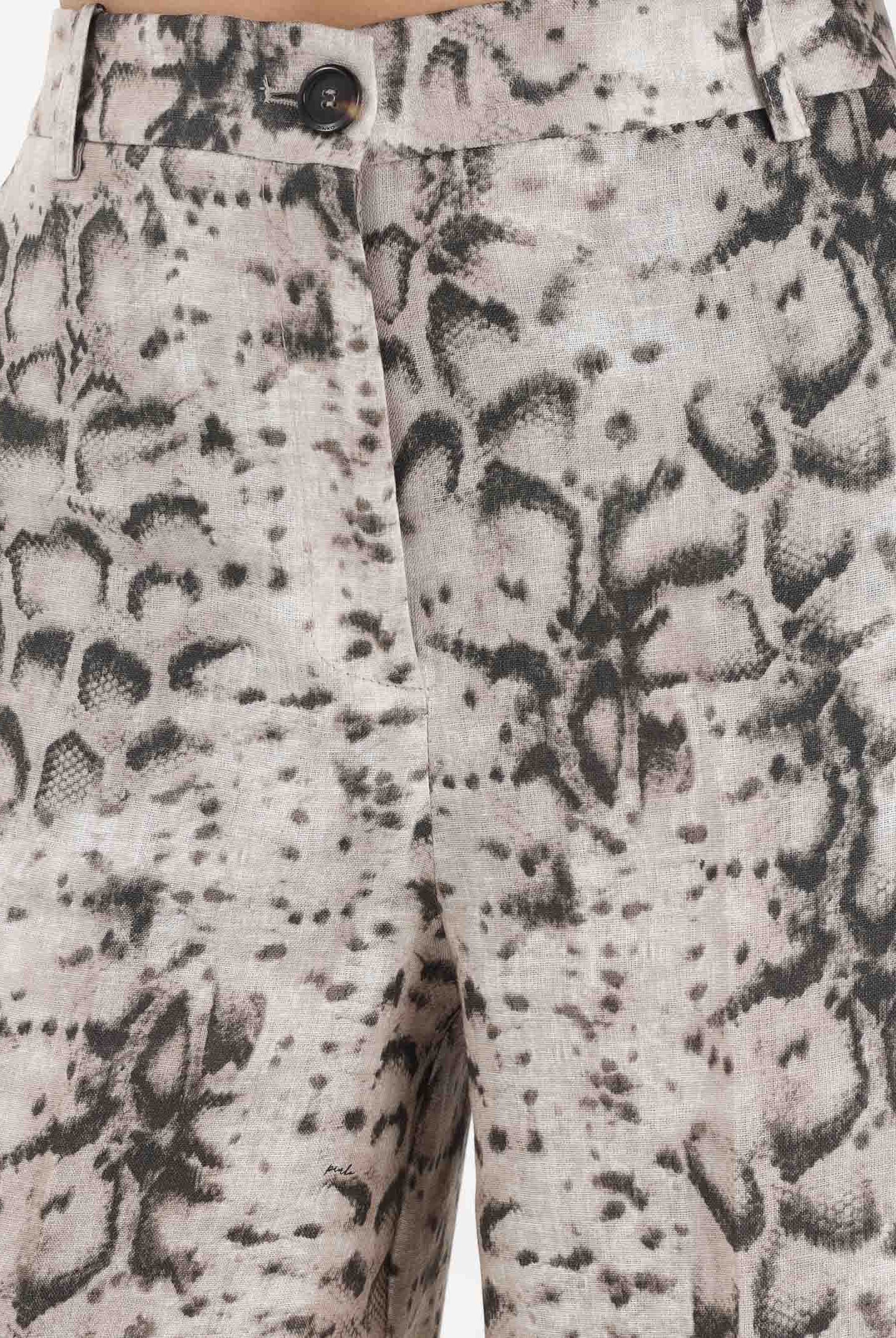 PINKO Bermuda beige da donna con stampa animalier 106870A3BL CZ9 PINKO