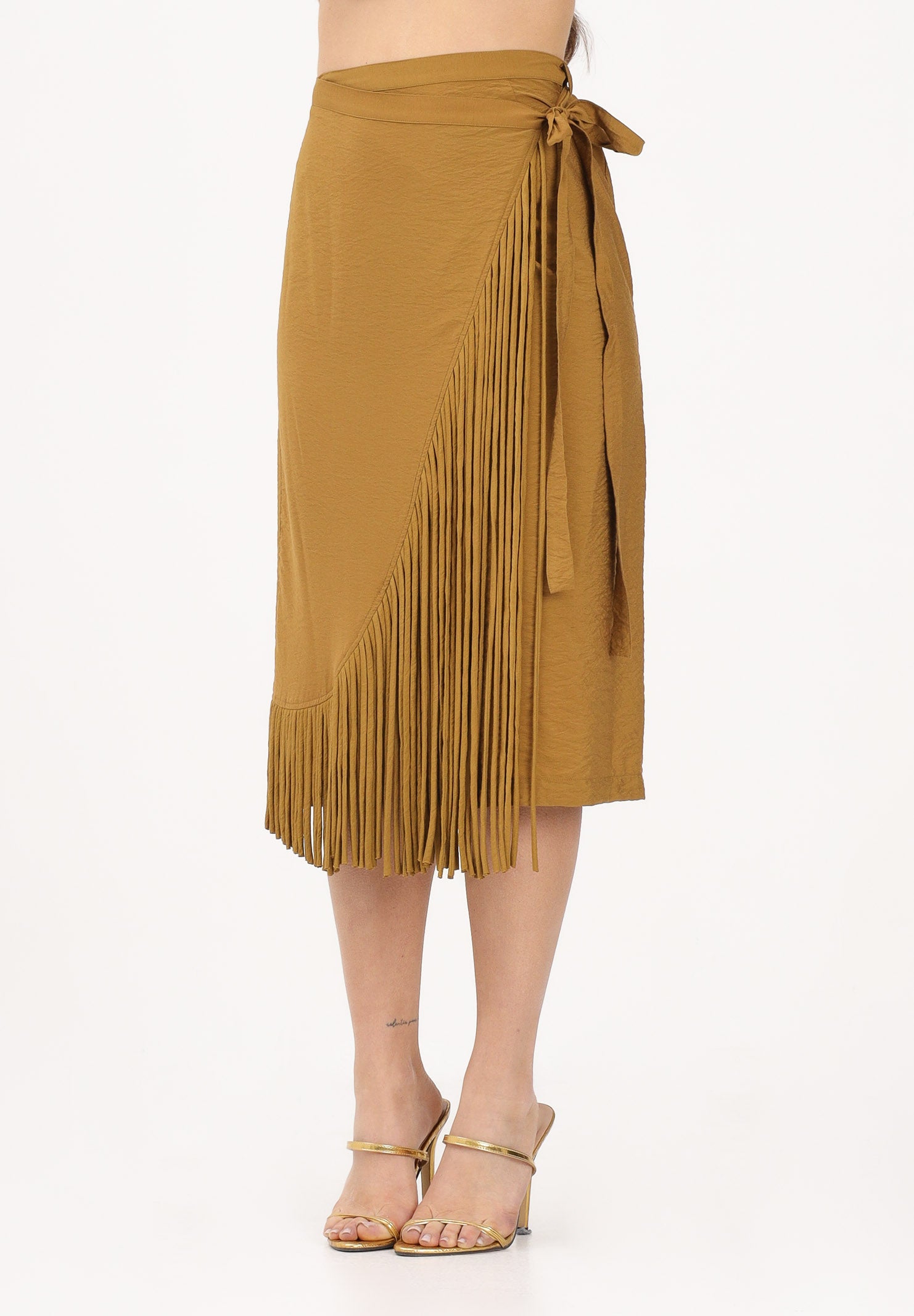 PINKO Gonna midi kiwi da donna con frange 106887A3AY L25 PINKO
