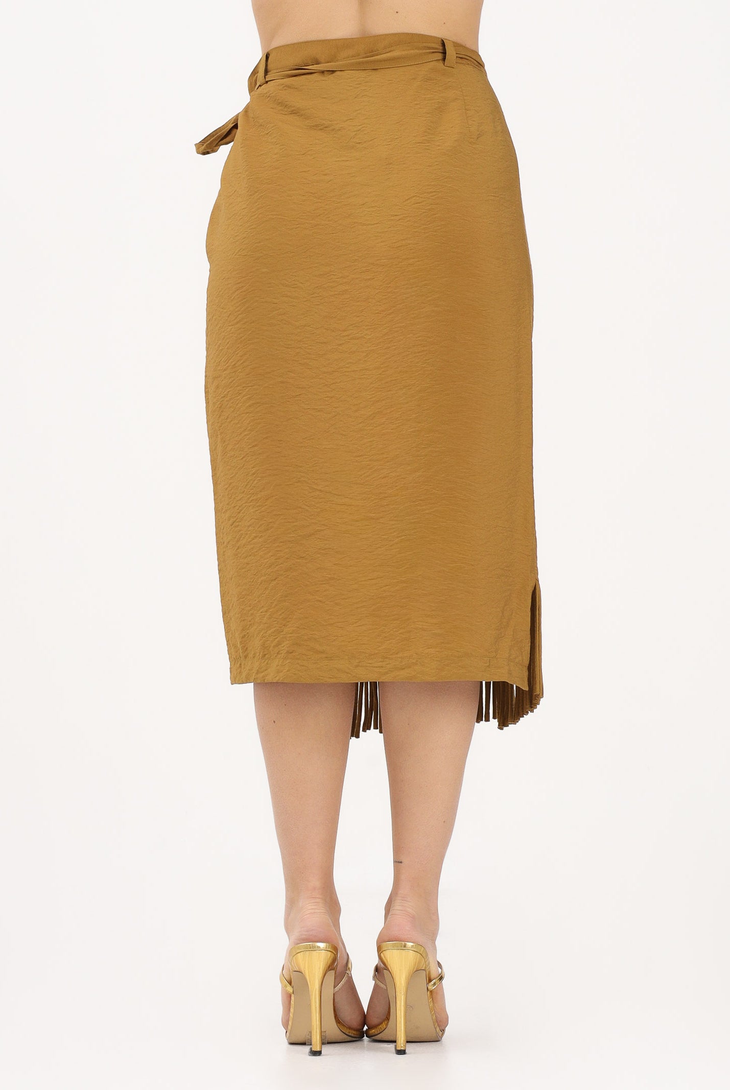 PINKO Gonna midi kiwi da donna con frange 106887A3AY L25 PINKO