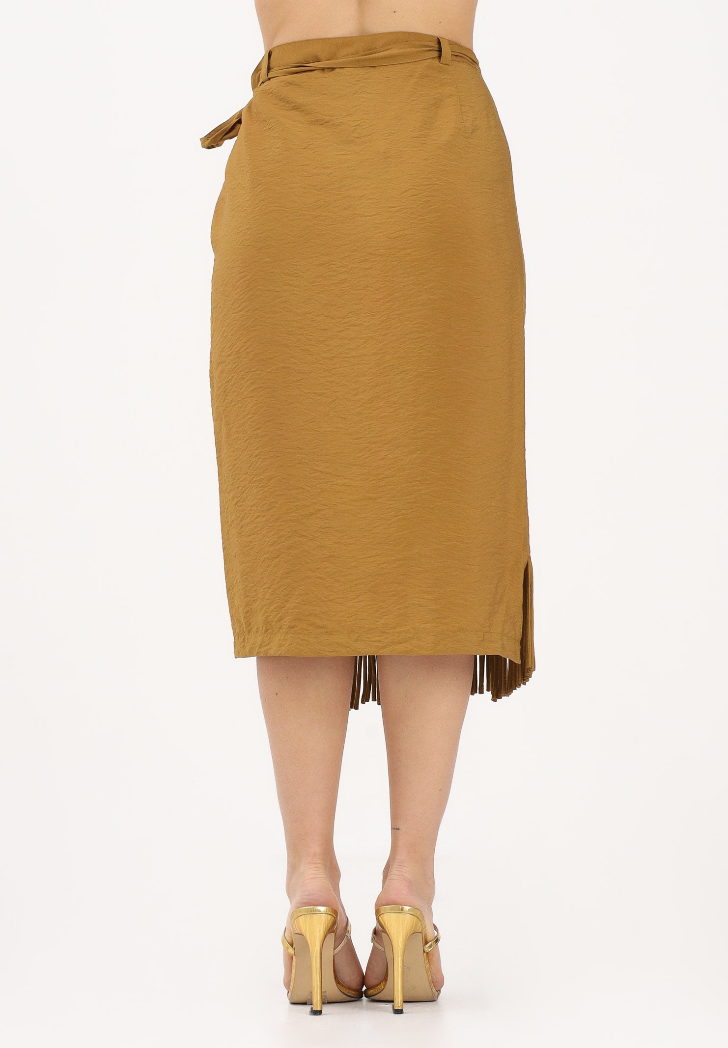 PINKO Gonna midi kiwi da donna con frange 106887A3AY L25 PINKO