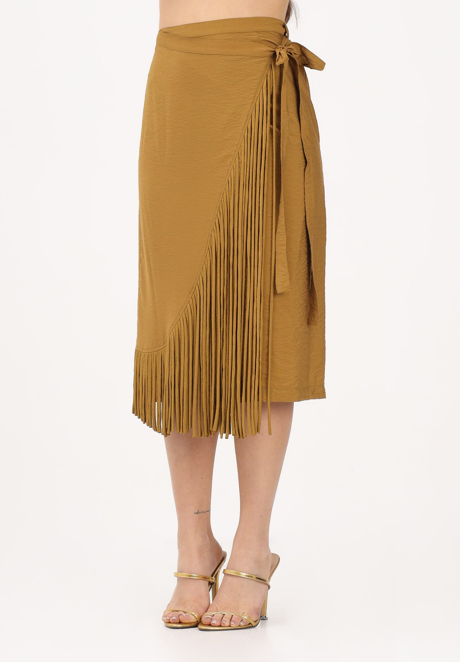 PINKO Gonna midi kiwi da donna con frange 106887A3AY L25 PINKO