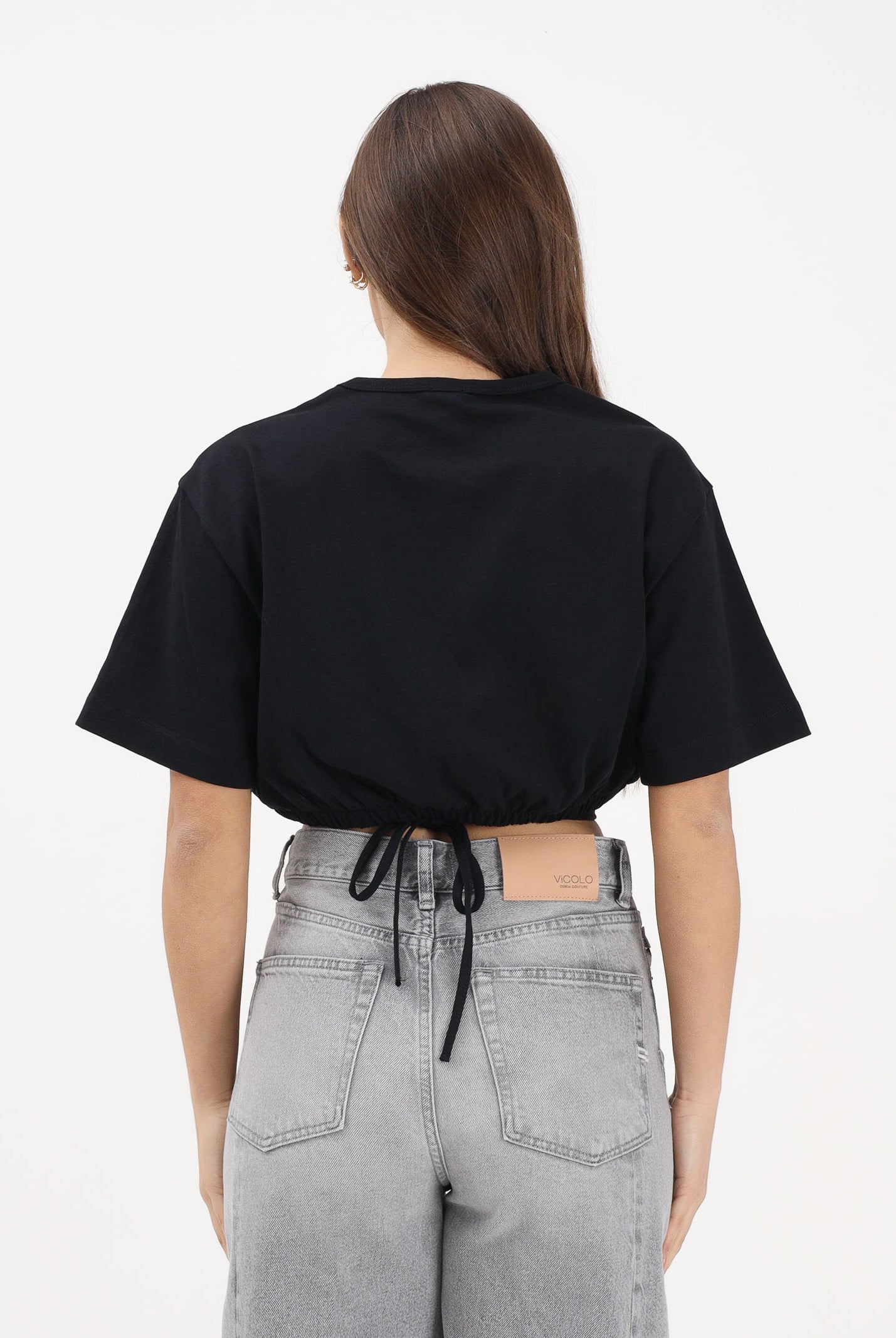 PINKO T-shirt a manica corta nera da donna con applicazioni metalliche 106907A3AR Z99 PINKO